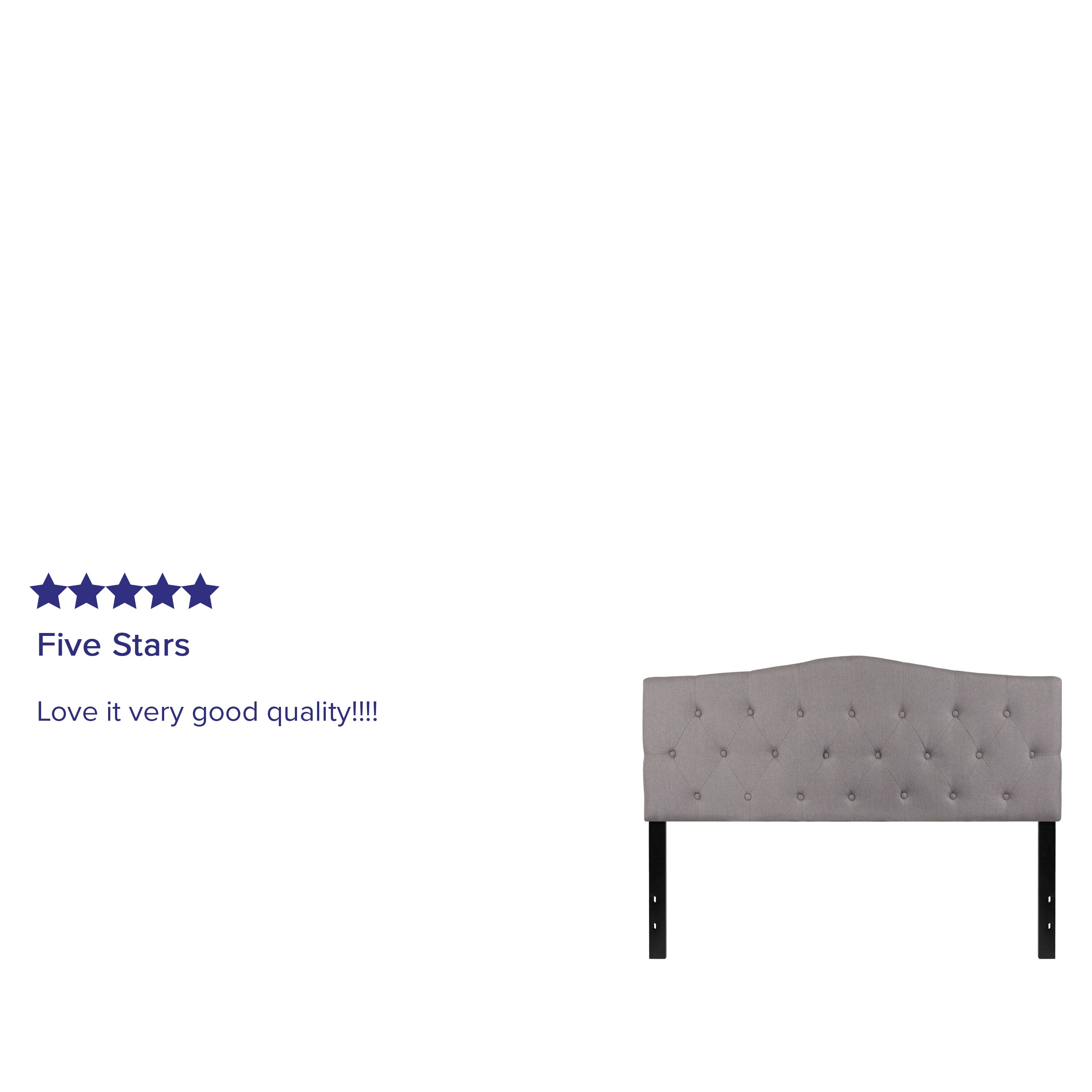 Cambridge Tufted Upholstered Queen Size Headboard in Light Gray Fabric