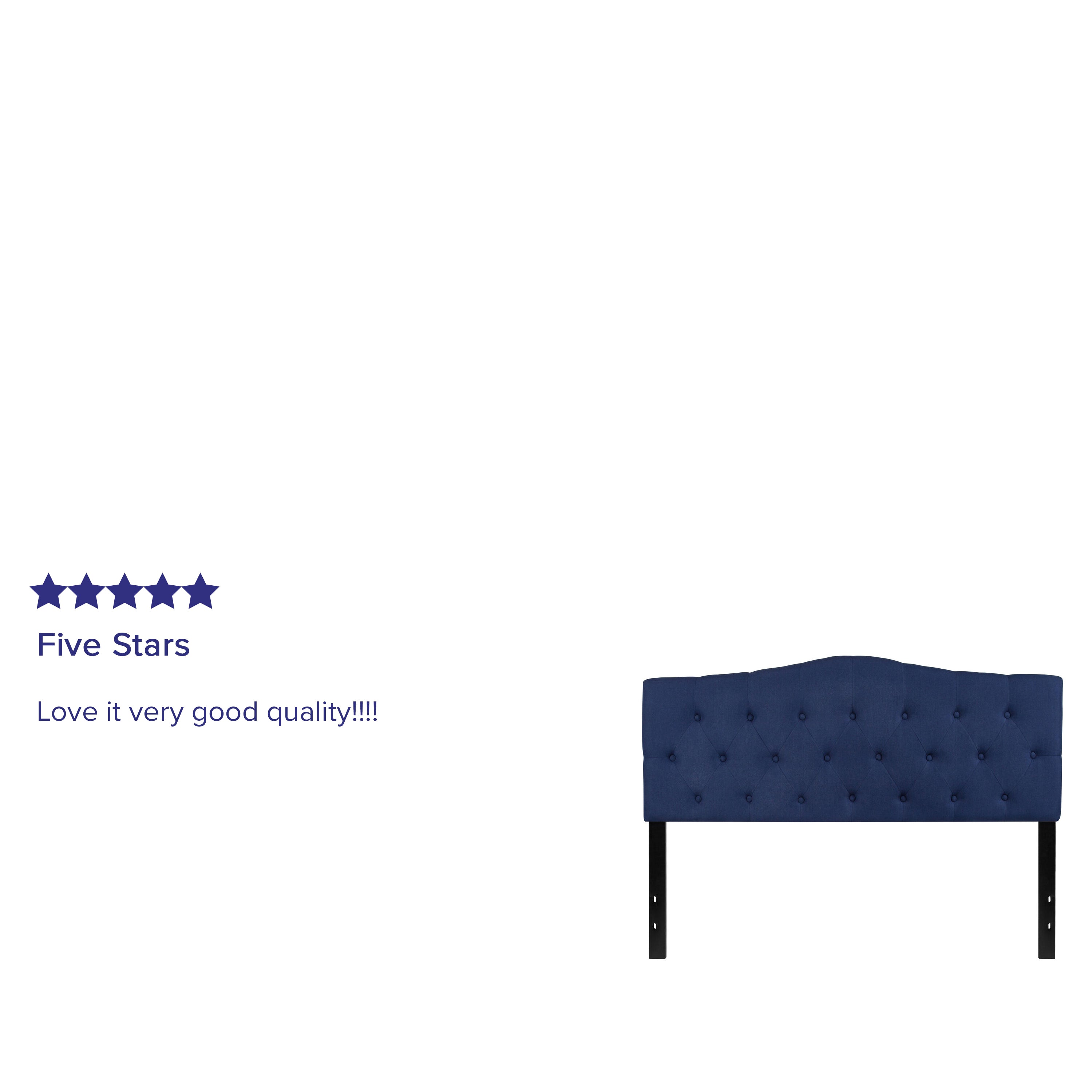 Cambridge Tufted Upholstered Queen Size Headboard in Navy Fabric