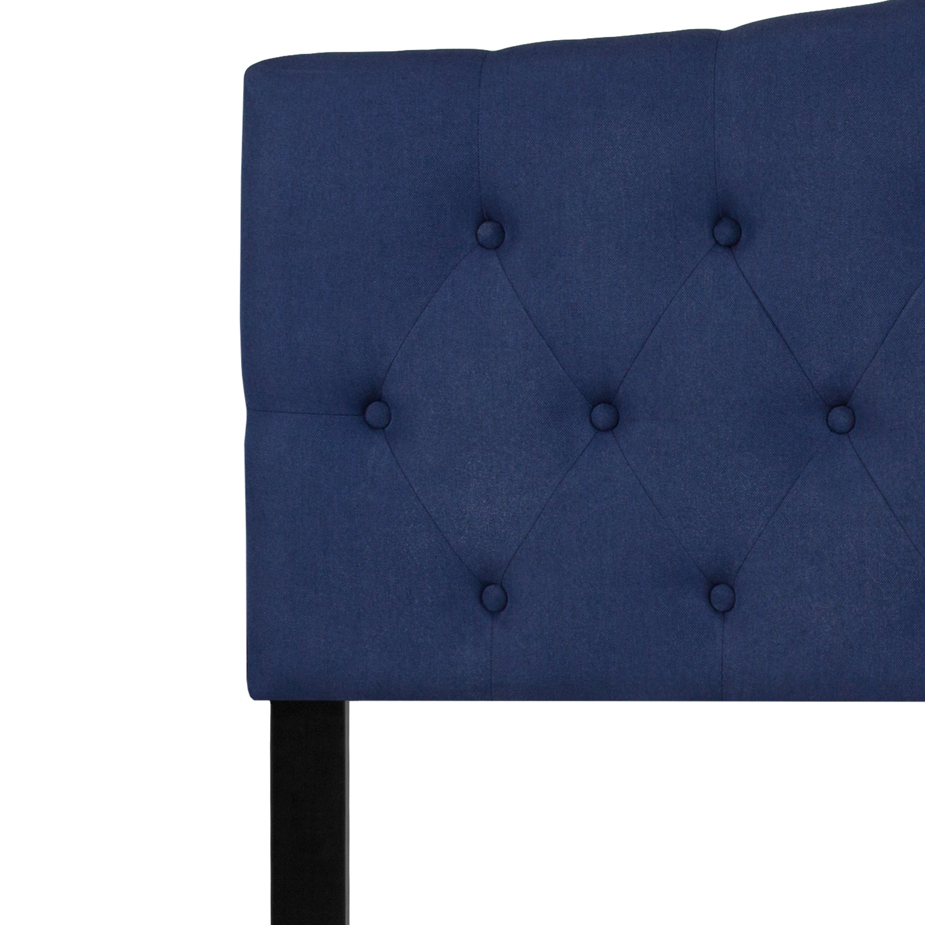 Cambridge Tufted Upholstered Queen Size Headboard in Navy Fabric
