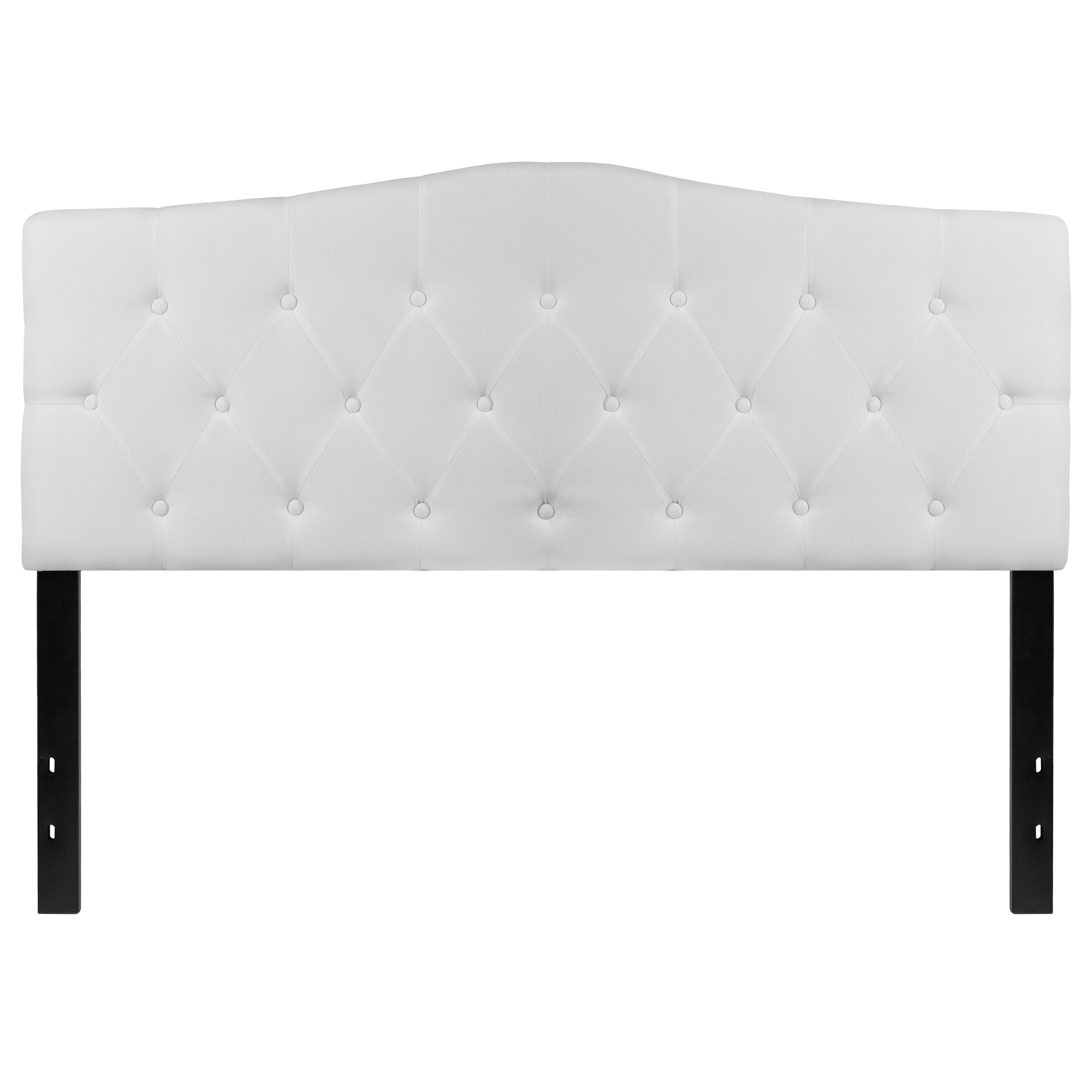 Cambridge Tufted Upholstered Queen Size Headboard in White Fabric