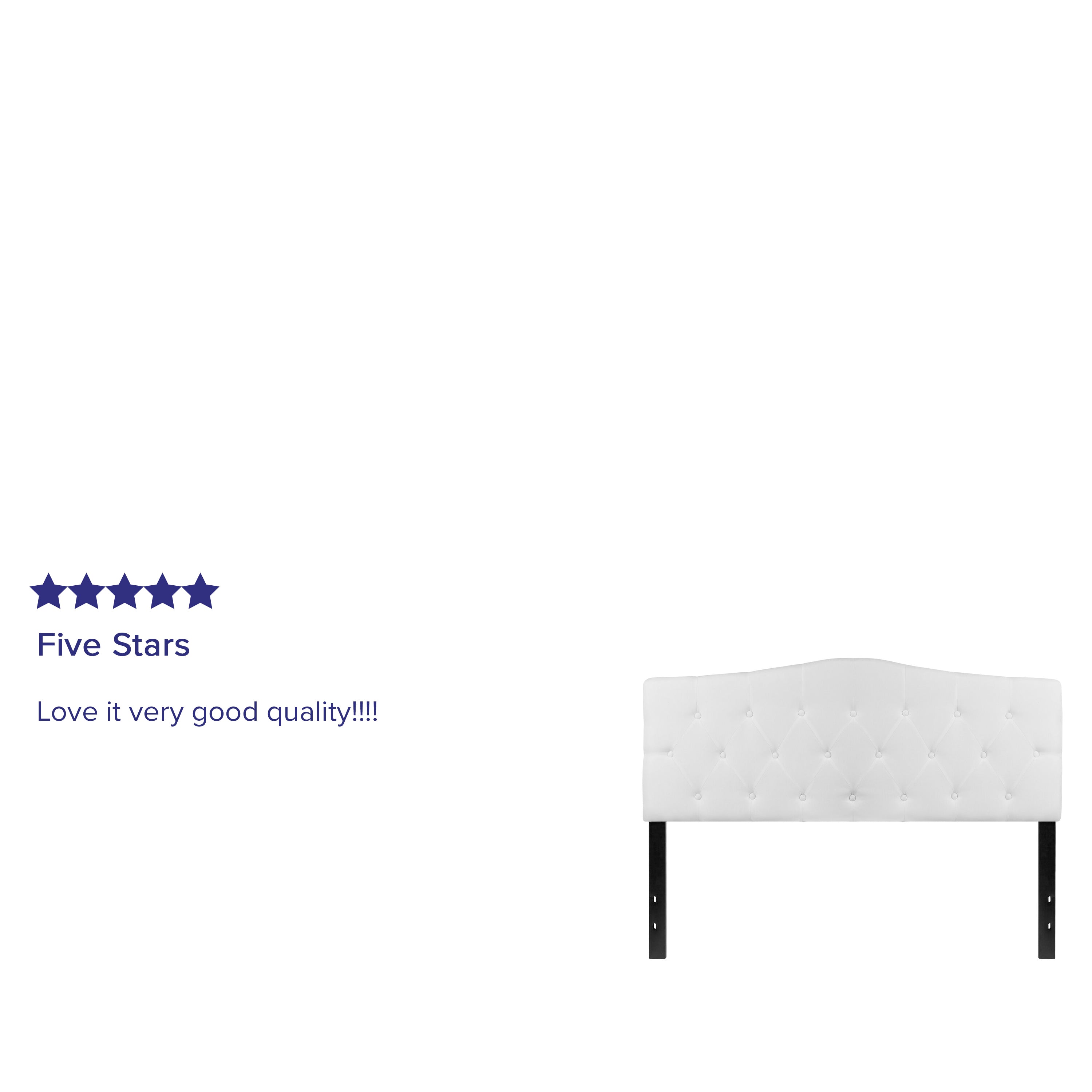 Cambridge Tufted Upholstered Queen Size Headboard in White Fabric
