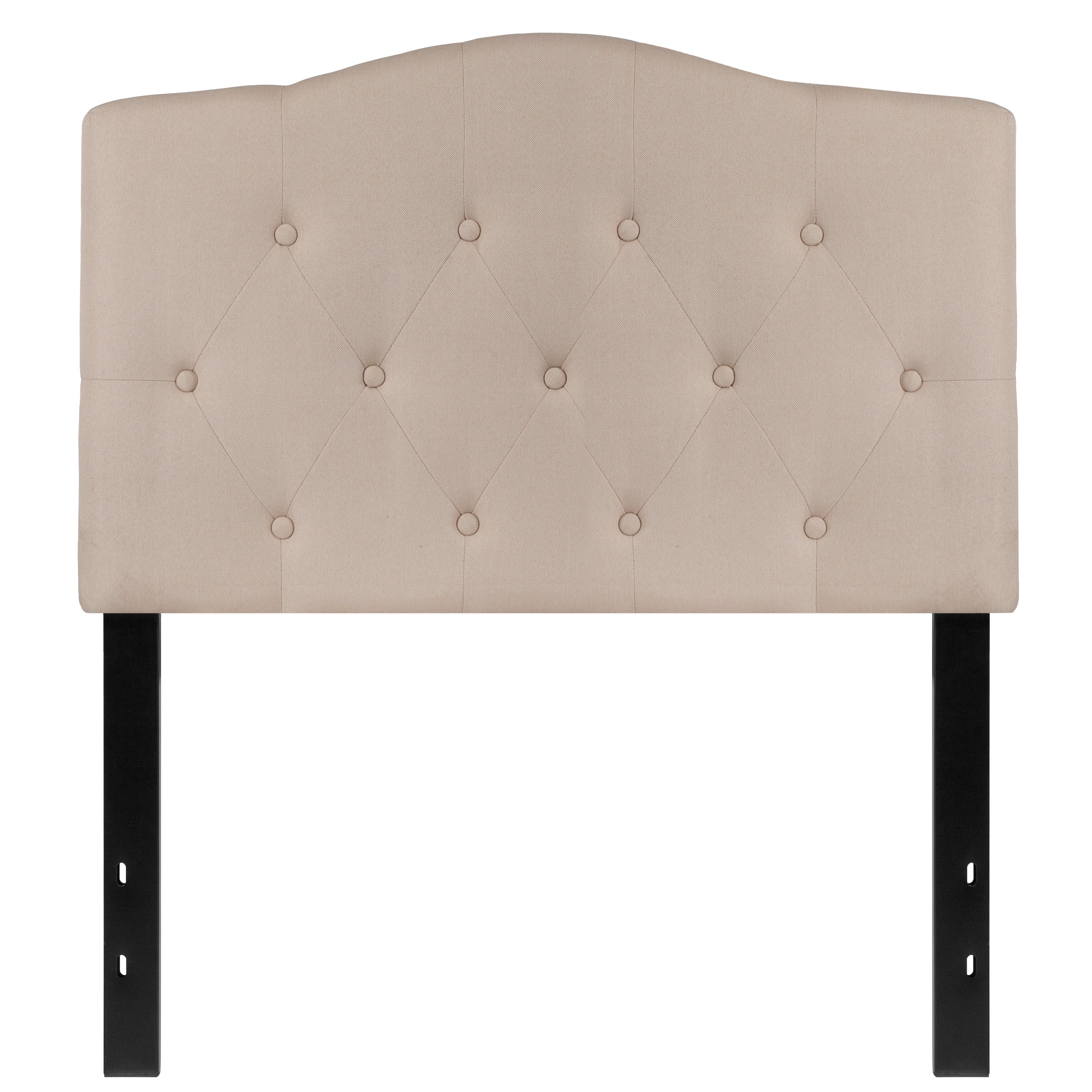 Cambridge Tufted Upholstered Twin Size Headboard in Beige Fabric
