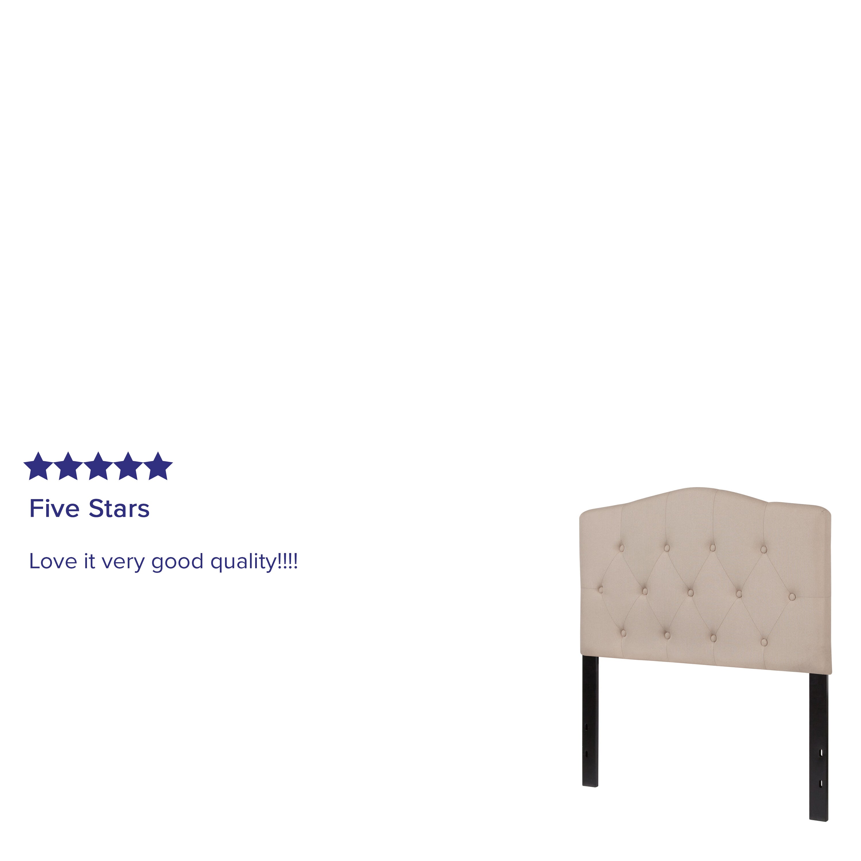 Cambridge Tufted Upholstered Twin Size Headboard in Beige Fabric