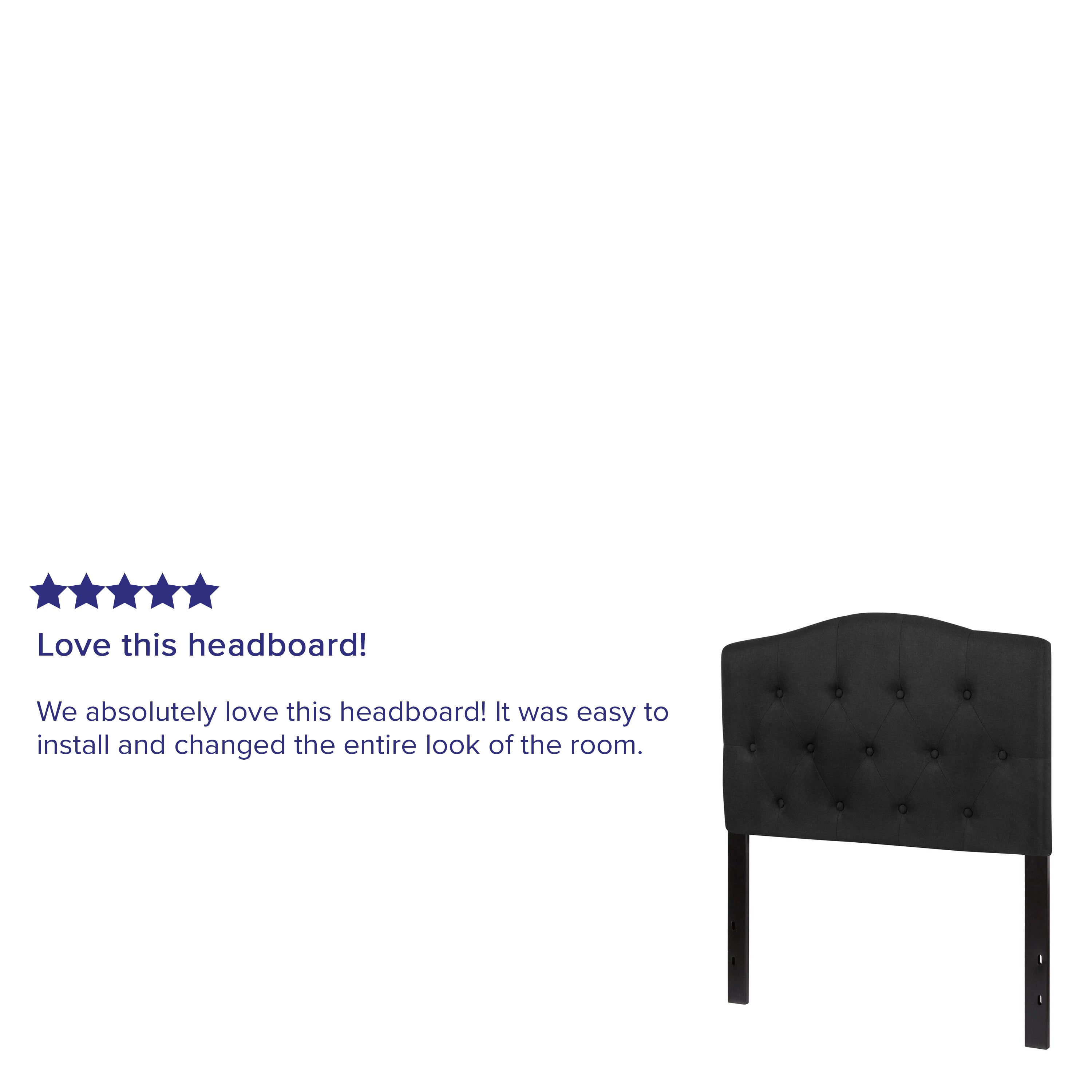 Cambridge Tufted Upholstered Twin Size Headboard in Black Fabric
