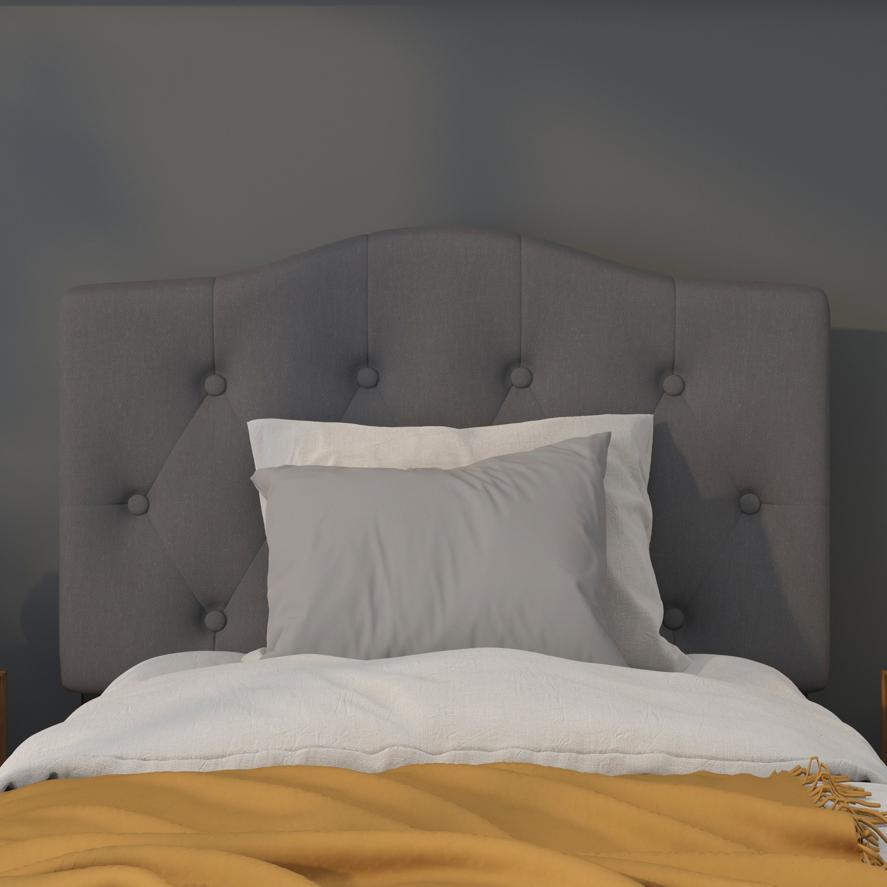 Cambridge Tufted Upholstered Twin Size Headboard in Dark Gray Fabric