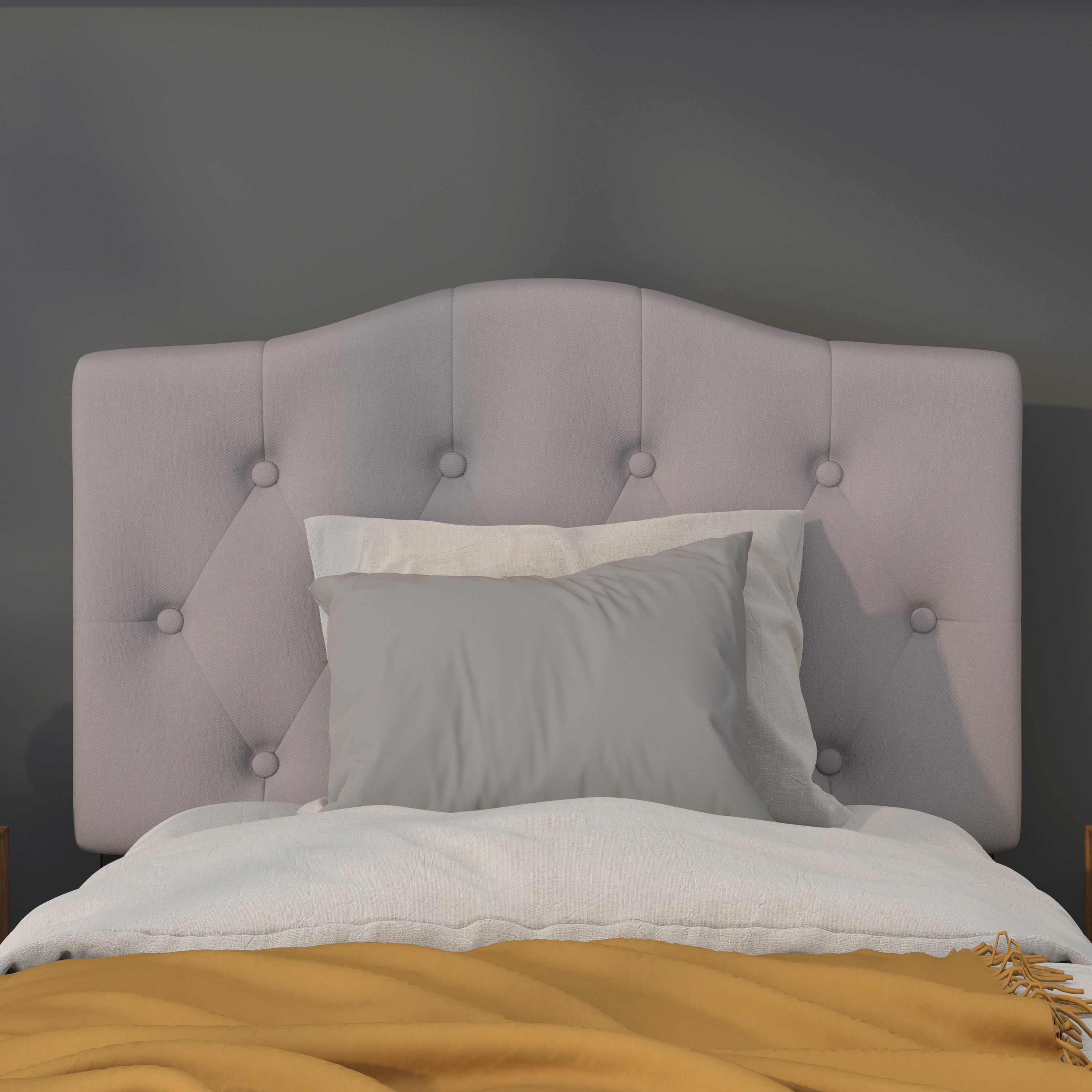 Cambridge Tufted Upholstered Twin Size Headboard in Light Gray Fabric