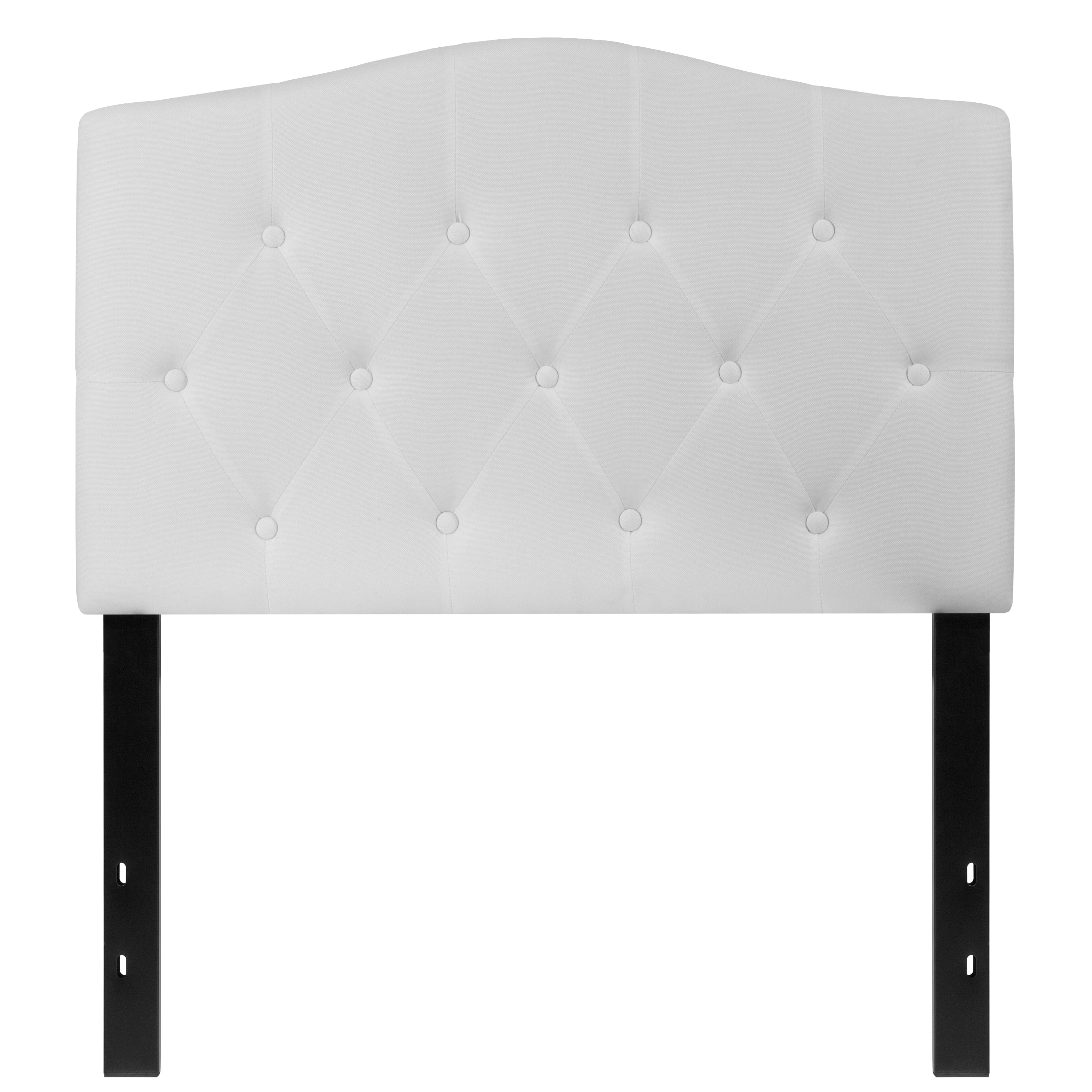 Cambridge Tufted Upholstered Twin Size Headboard in White Fabric