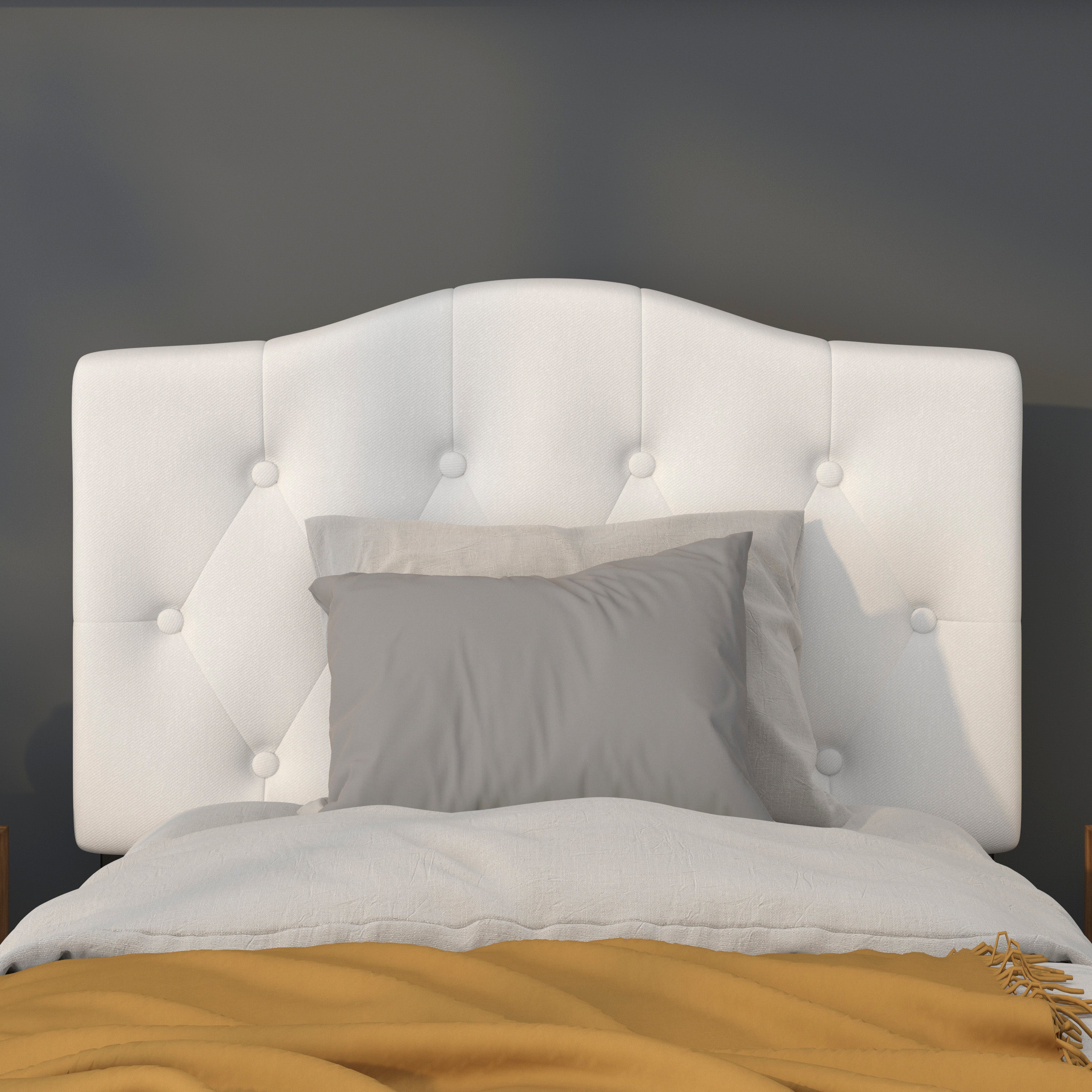 Cambridge Tufted Upholstered Twin Size Headboard in White Fabric