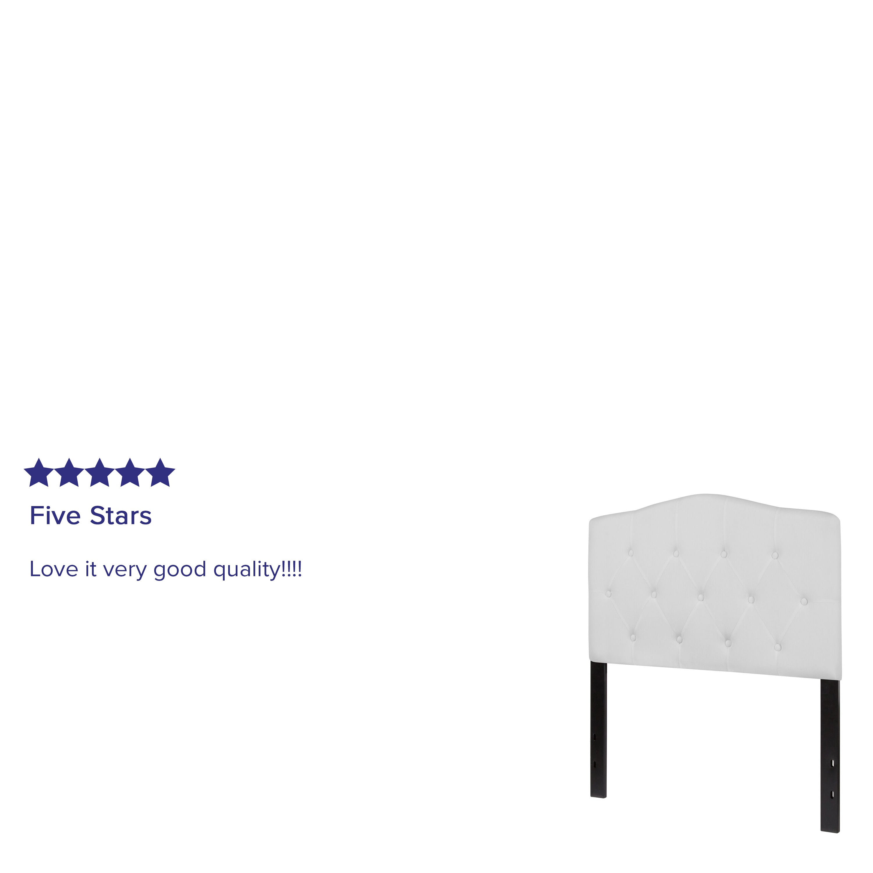 Cambridge Tufted Upholstered Twin Size Headboard in White Fabric