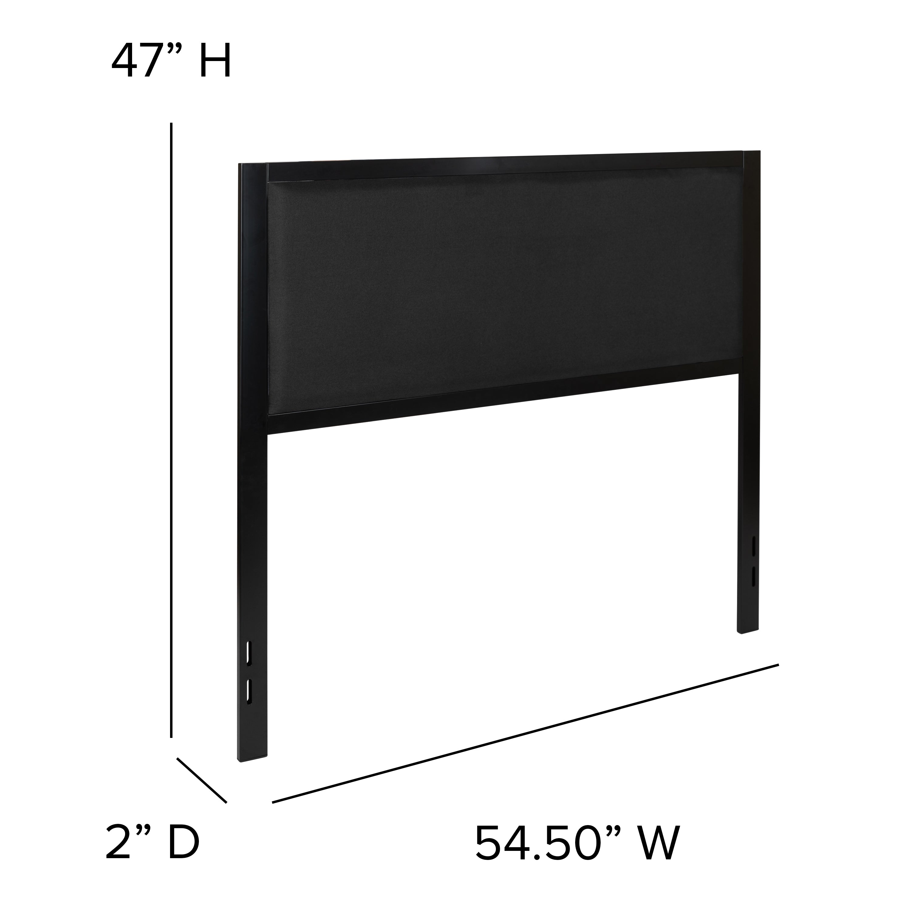 Melbourne Metal Upholstered Full Size Headboard in Black Fabric