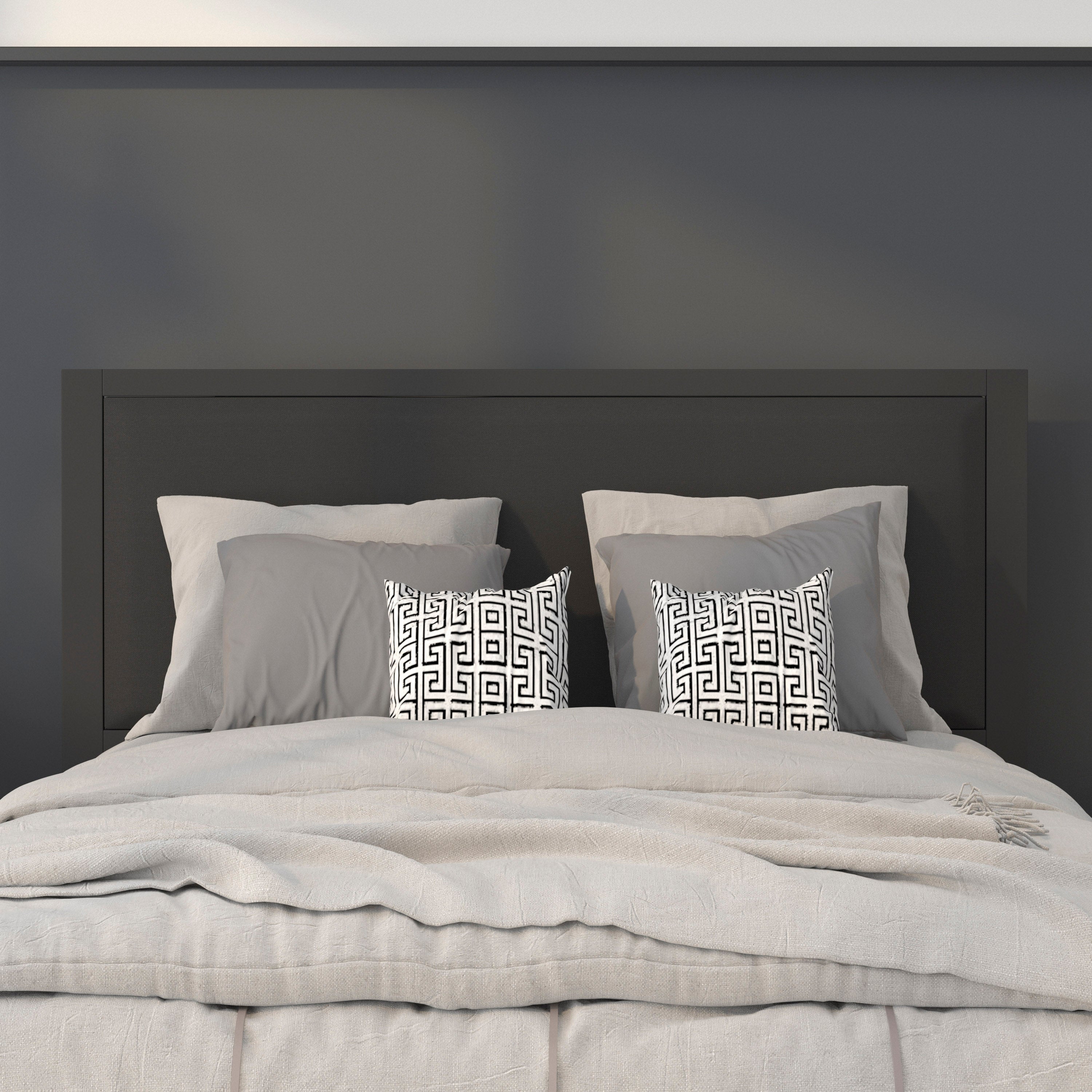 Melbourne Metal Upholstered Full Size Headboard in Black Fabric