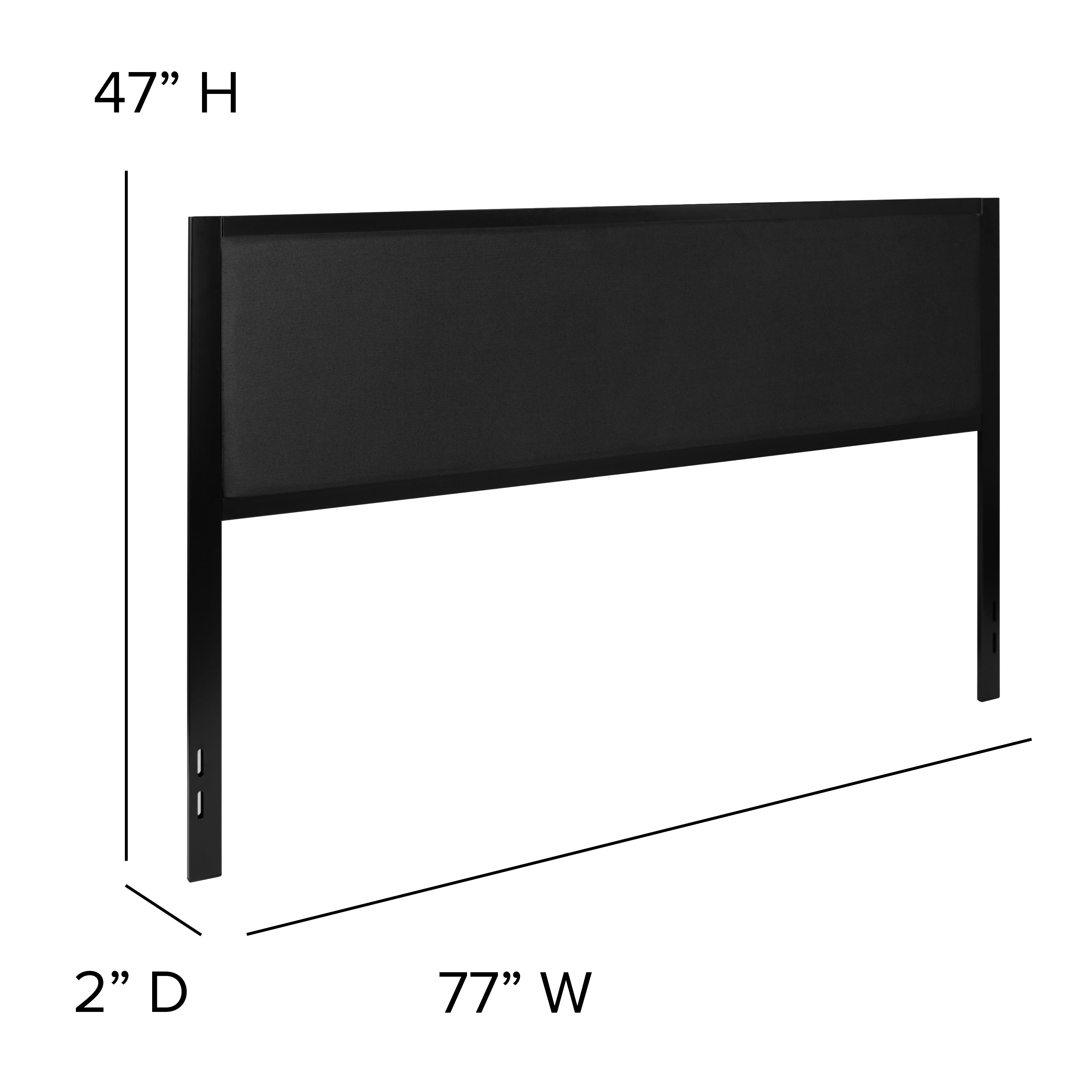 Melbourne Metal Upholstered King Size Headboard in Black Fabric