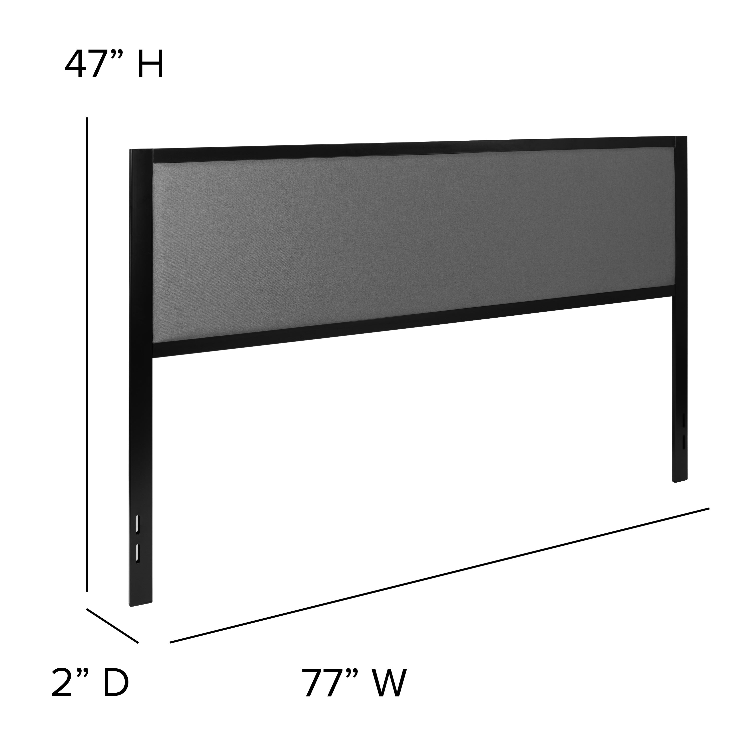 Melbourne Metal Upholstered King Size Headboard in Dark Gray Fabric