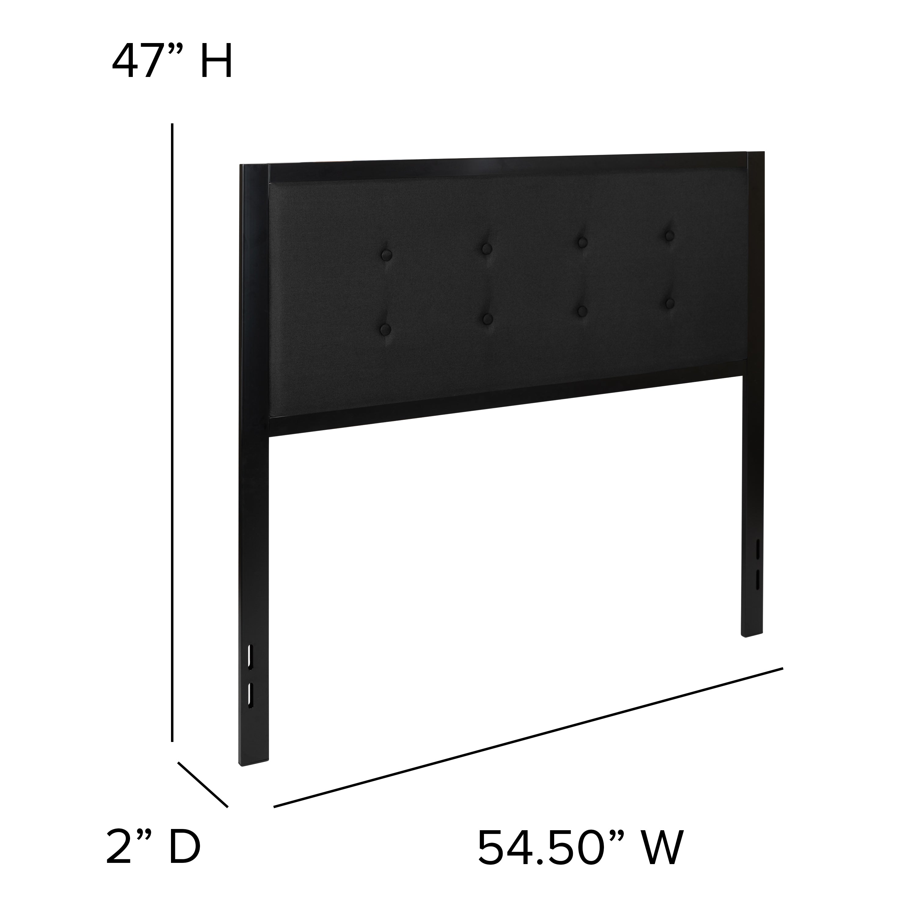 Bristol Metal Tufted Upholstered Full Size Headboard in Black Fabric
