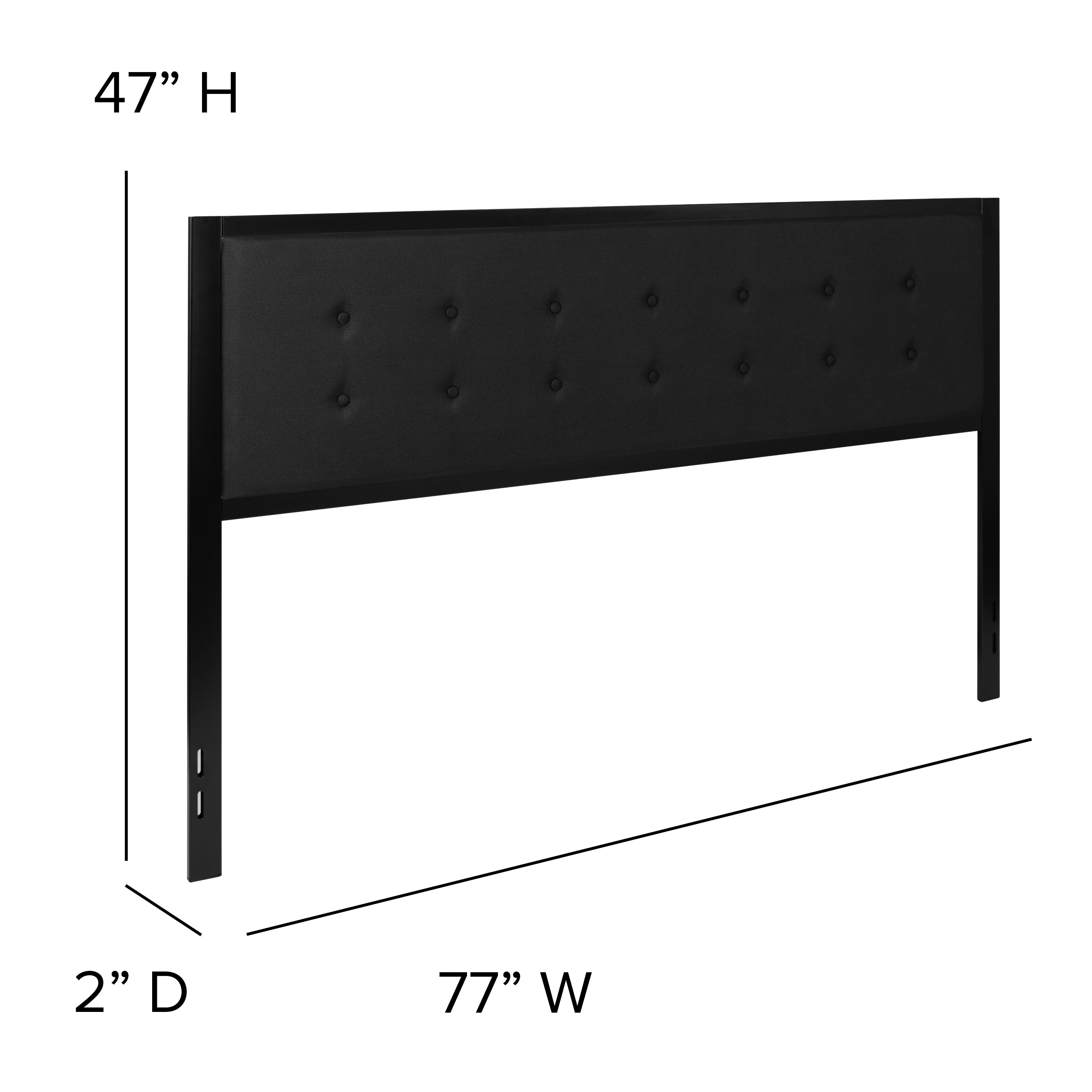 Bristol Metal Tufted Upholstered King Size Headboard in Black Fabric