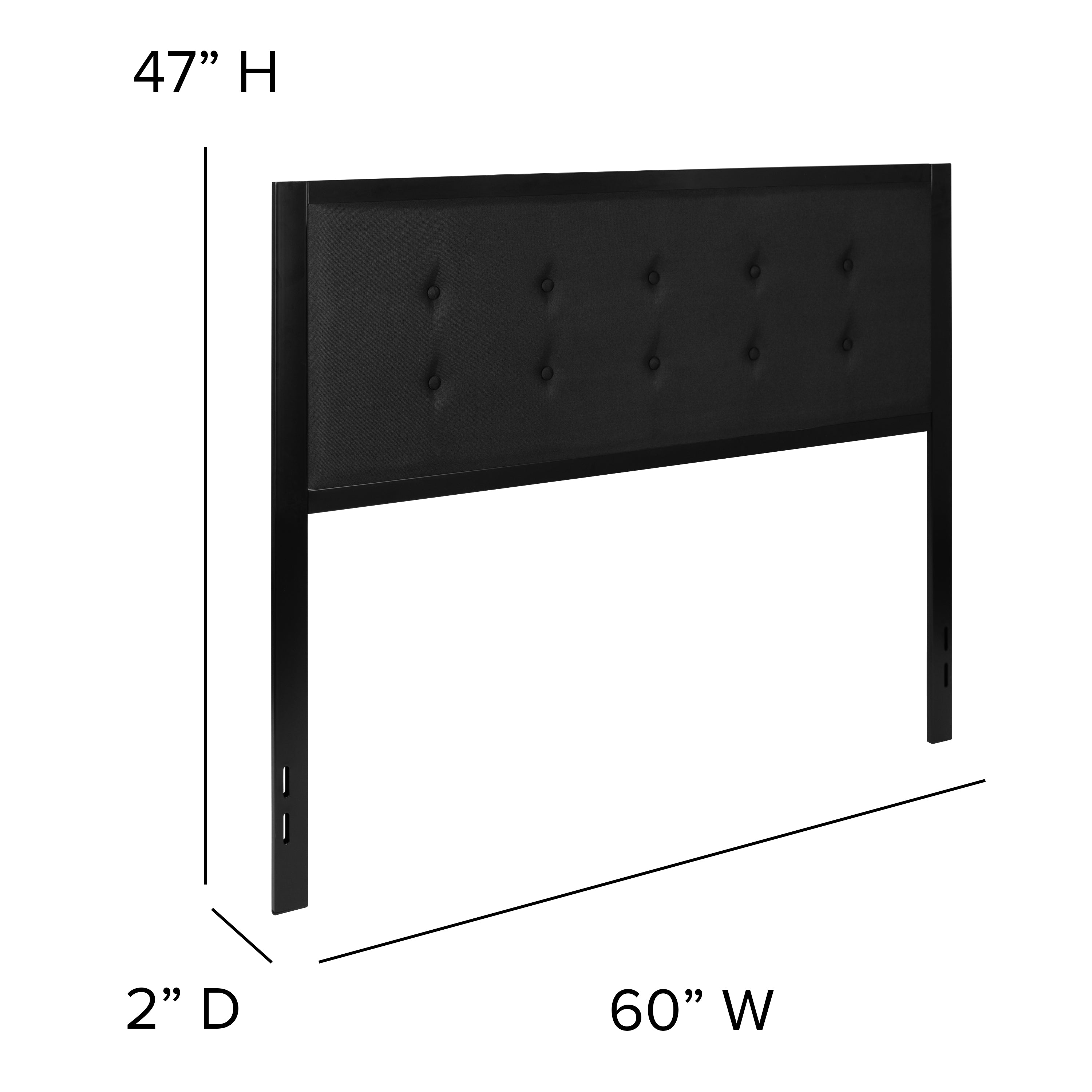 Bristol Metal Tufted Upholstered Queen Size Headboard in Black Fabric
