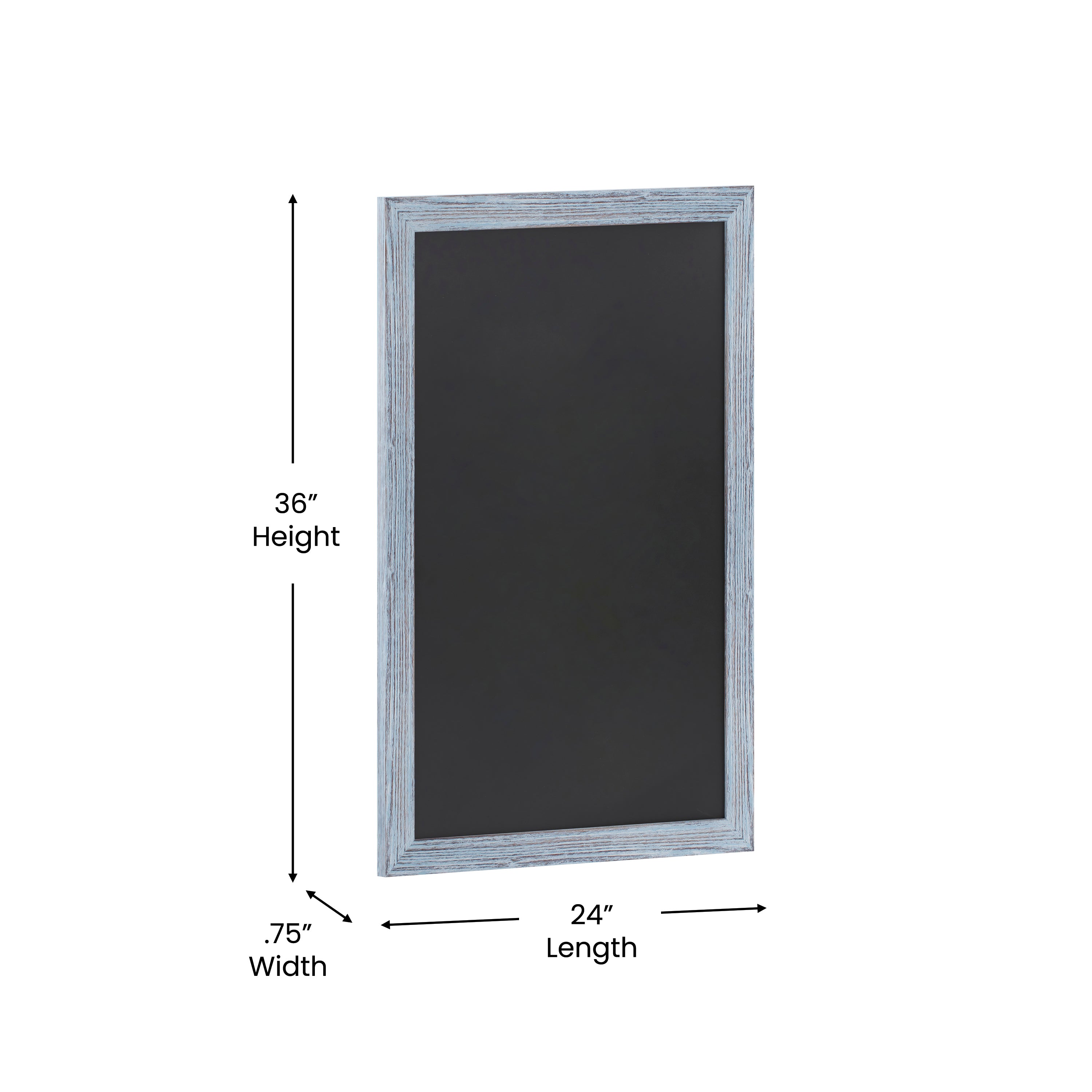 Canterbury 24" x 36" Rustic Blue Wall Mount Magnetic Chalkboard Sign with Eraser, Hanging Wall Chalkboard Memo Board for Home, School, or Business