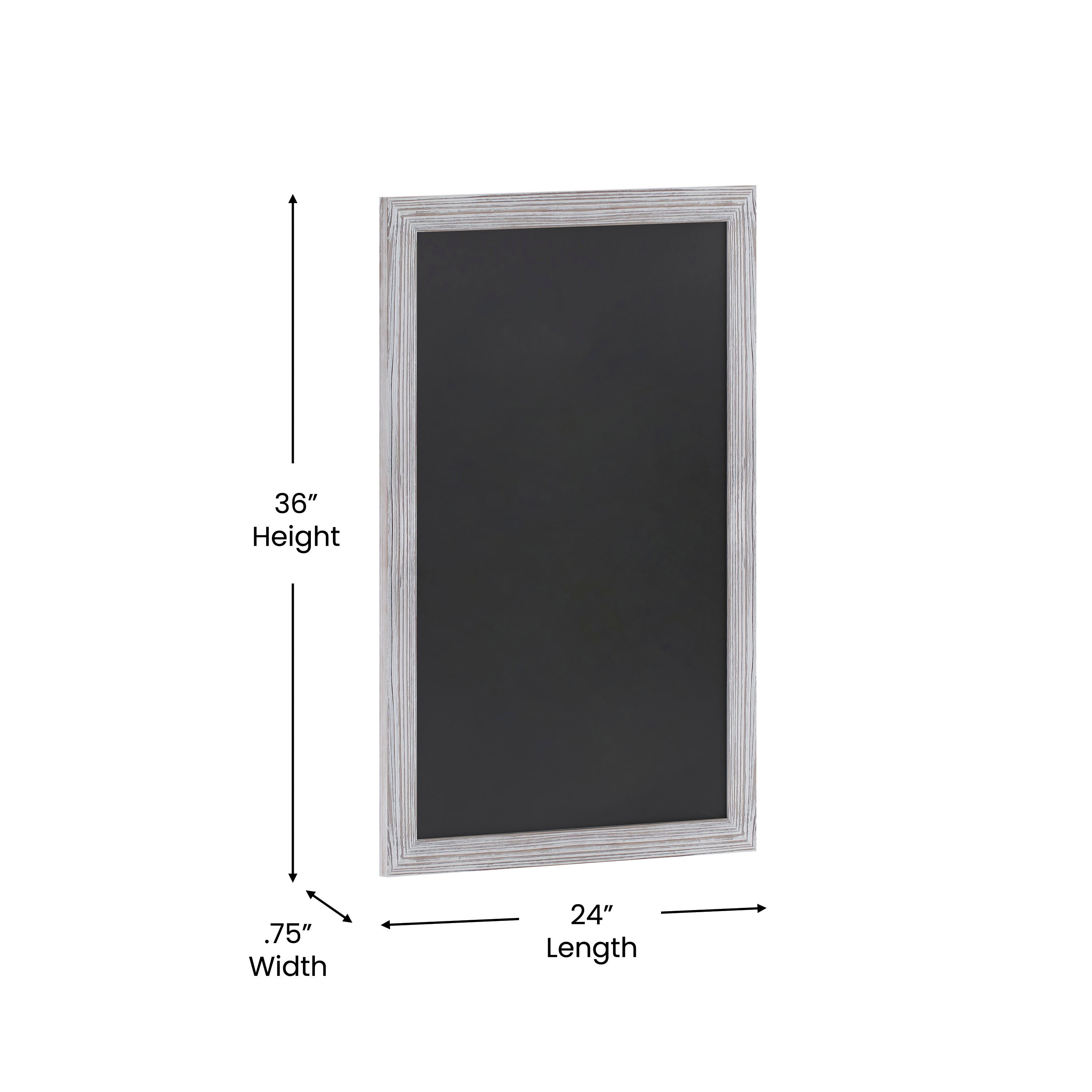 Canterbury 24" x 36" Whitewashed Wall Mount Magnetic Chalkboard Sign with Eraser, Hanging Wall Chalkboard Memo Board for Home, School, or Business