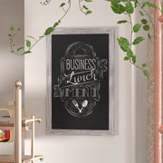 Canterbury 24" x 36" Whitewashed Wall Mount Magnetic Chalkboard Sign with Eraser, Hanging Wall Chalkboard Memo Board for Home, School, or Business