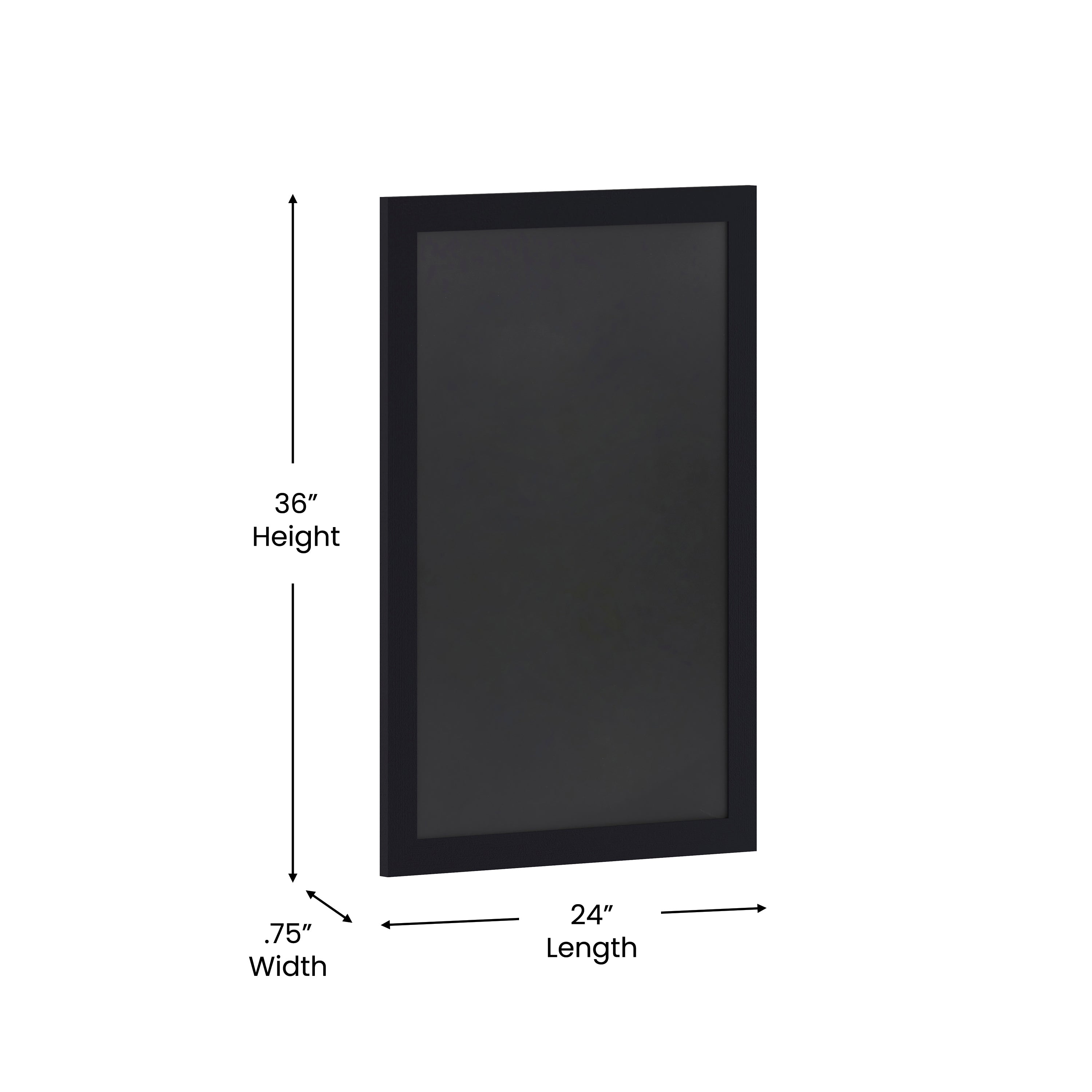 Canterbury 24" x 36" Black Wall Mount Magnetic Chalkboard Sign with Eraser, Hanging Wall Chalkboard Memo Board for Home, School, or Business