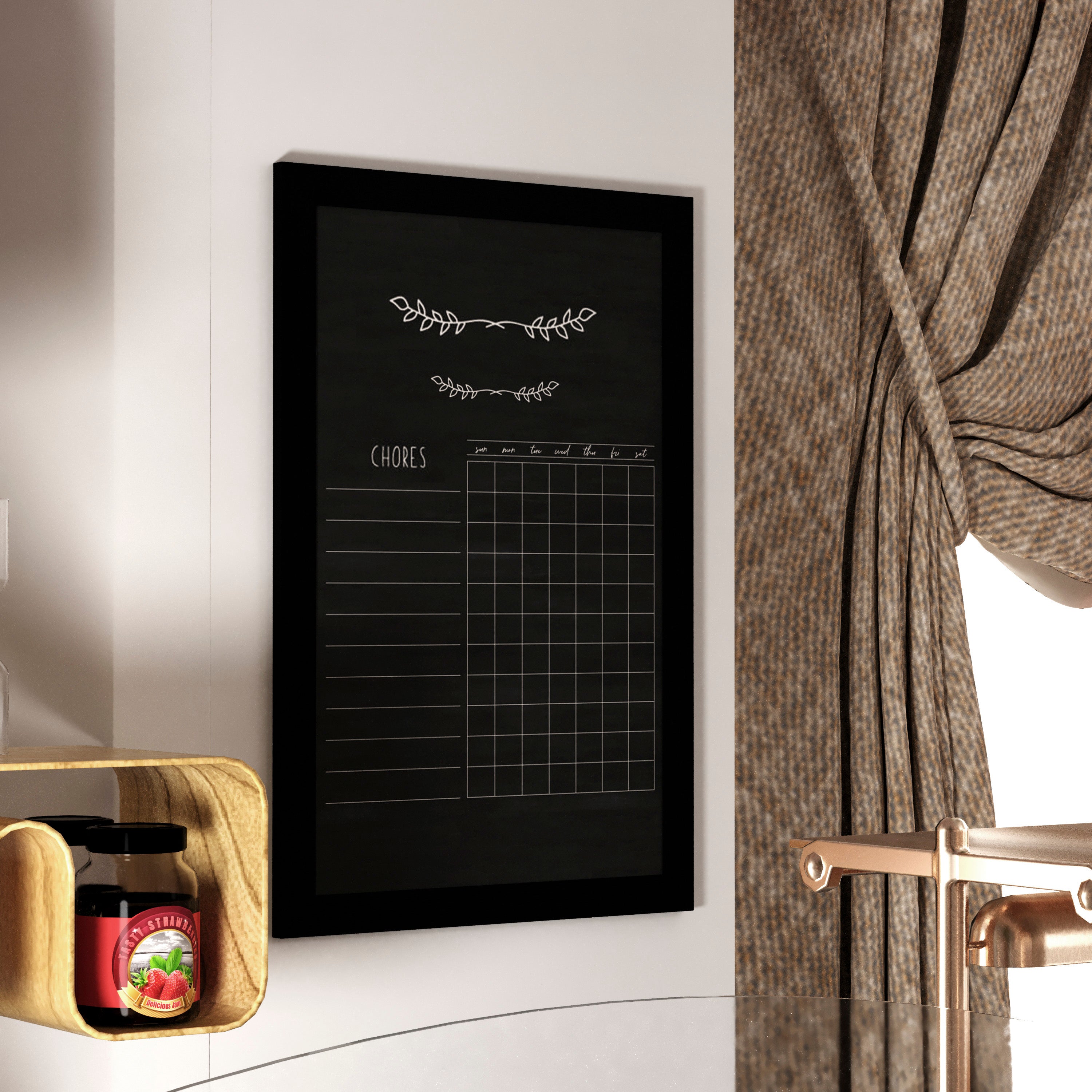 Canterbury 24" x 36" Black Wall Mount Magnetic Chalkboard Sign with Eraser, Hanging Wall Chalkboard Memo Board for Home, School, or Business