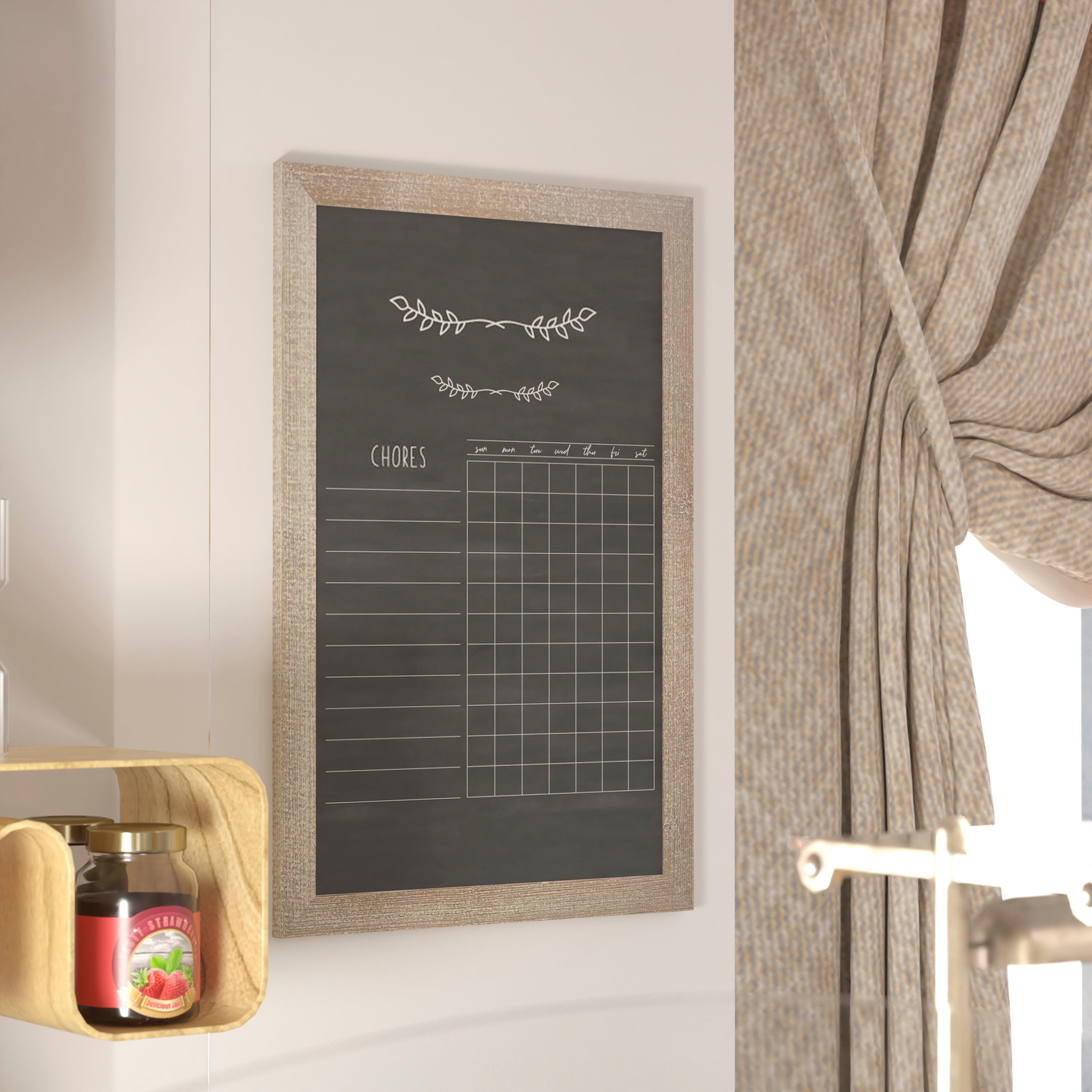 Canterbury 24" x 36" Weathered Wall Mount Magnetic Chalkboard Sign with Eraser, Hanging Wall Chalkboard Memo Board for Home, School, or Business
