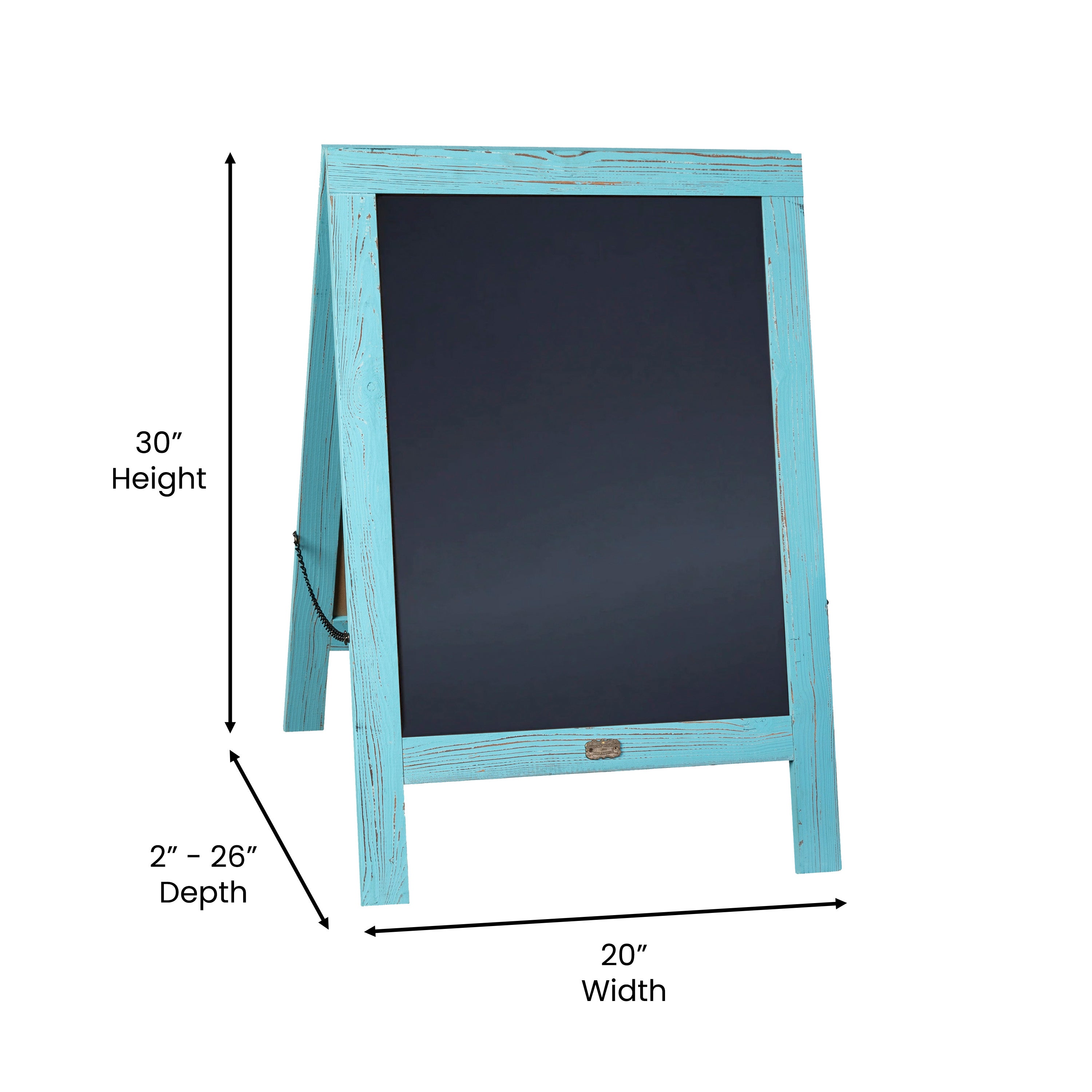 Canterbury 30" x 20" Vintage Wooden A-Frame Magnetic Indoor/Outdoor Chalkboard Sign, Freestanding Double Sided Extra Large Message Board, Robin Blue
