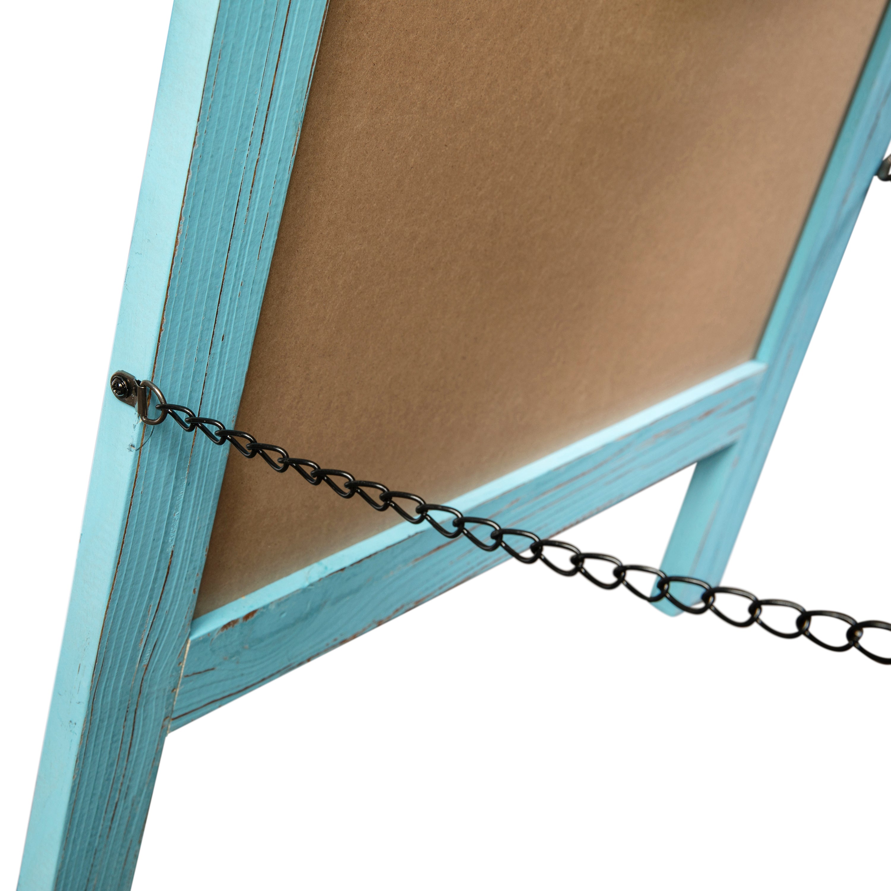 Canterbury 30" x 20" Vintage Wooden A-Frame Magnetic Indoor/Outdoor Chalkboard Sign, Freestanding Double Sided Extra Large Message Board, Robin Blue