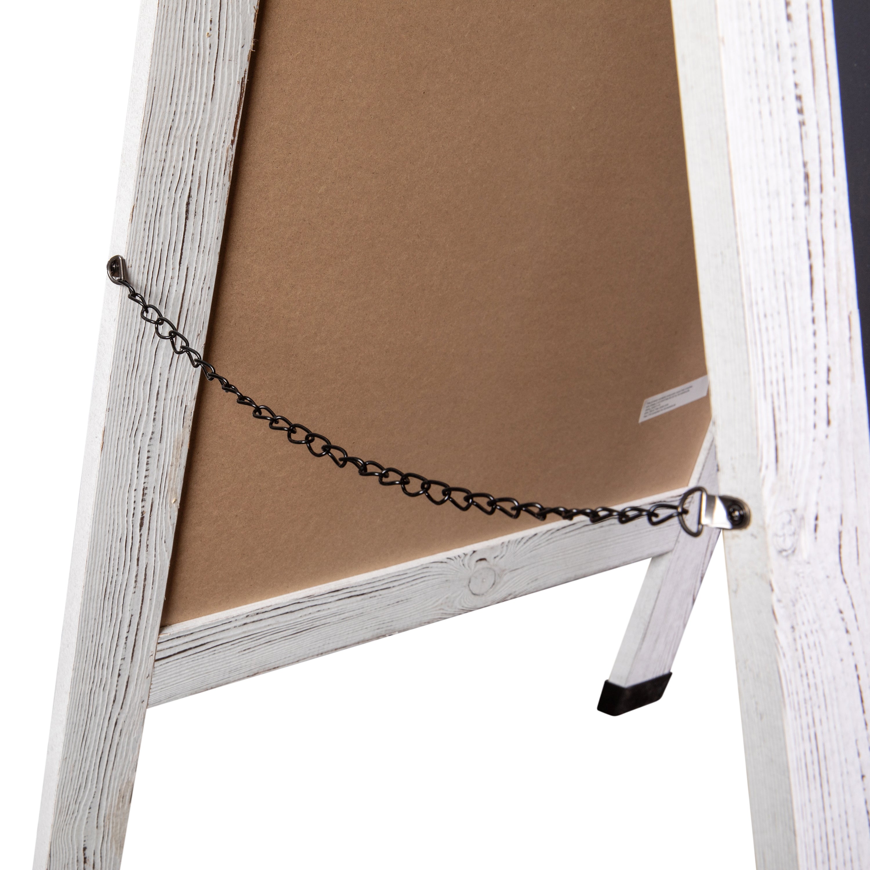 Canterbury Whitewashed 48x24 Vintage Wooden A-Frame Indoor/Outdoor A-Frame Magnetic Chalkboard Sign Set with 8 Chalk Markers, 10 Stencils, 2 Magnets