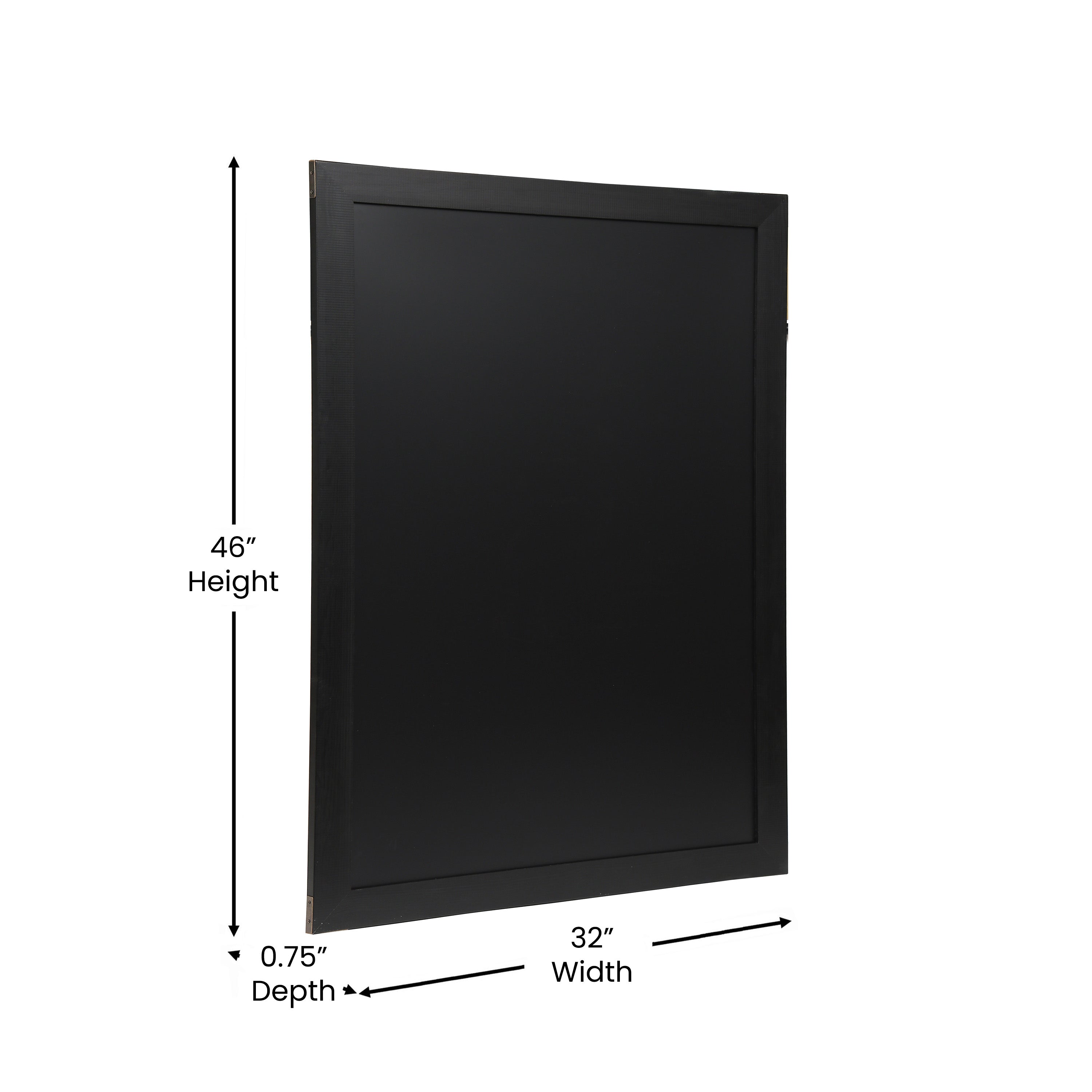 Canterbury 32" x 46" Black Wood Wall Mount Magnetic Chalkboard Sign, Hanging Wall Chalkboard Memo Board for Home, School, or Business