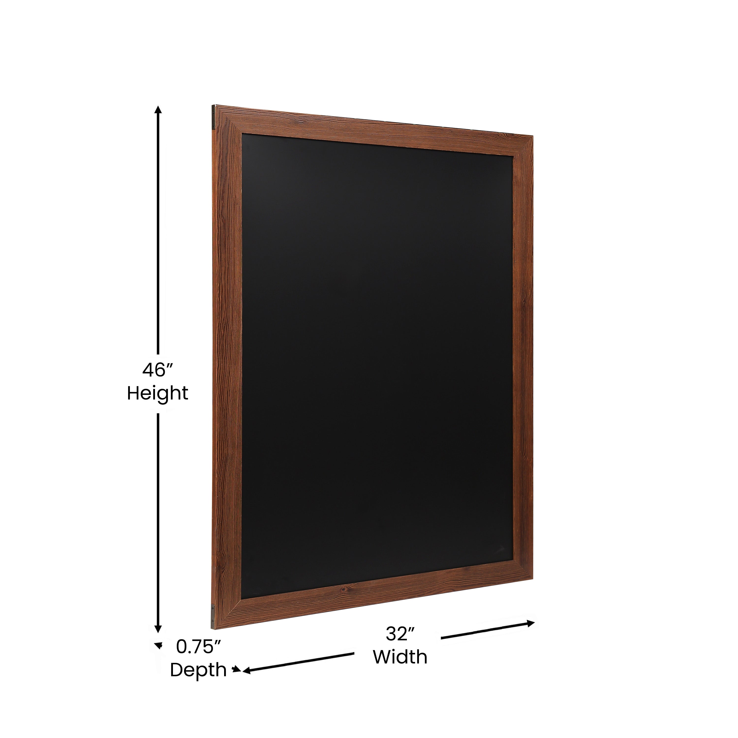 Canterbury 32" x 46" Torched Brown Wood Wall Mount Magnetic Chalkboard Sign, Hanging Wall Chalkboard Memo Board for Home, School, or Business