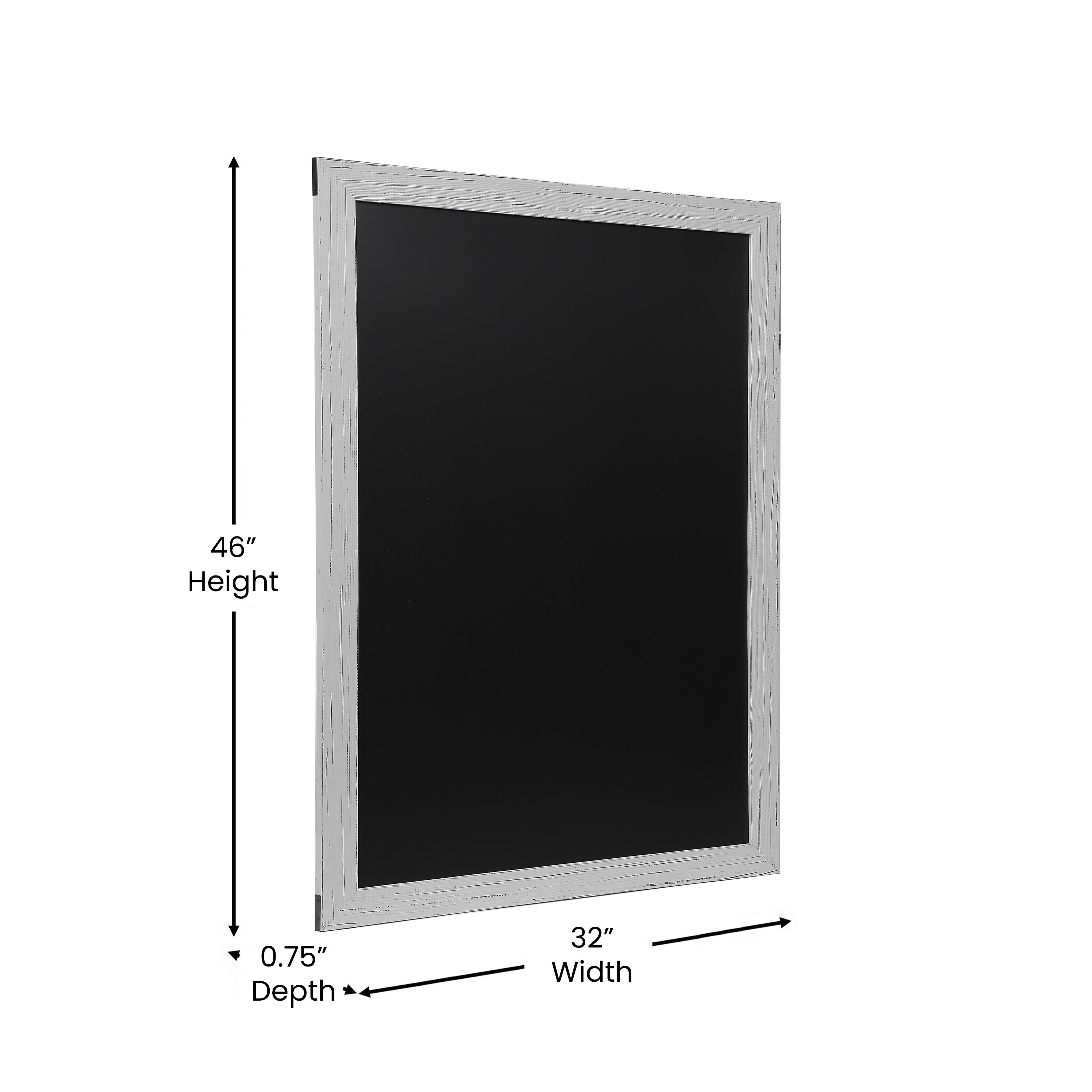 Canterbury 32" x 46" Whitewash Wood Wall Mount Magnetic Chalkboard Sign, Hanging Wall Chalkboard Memo Board for Home, School, or Business