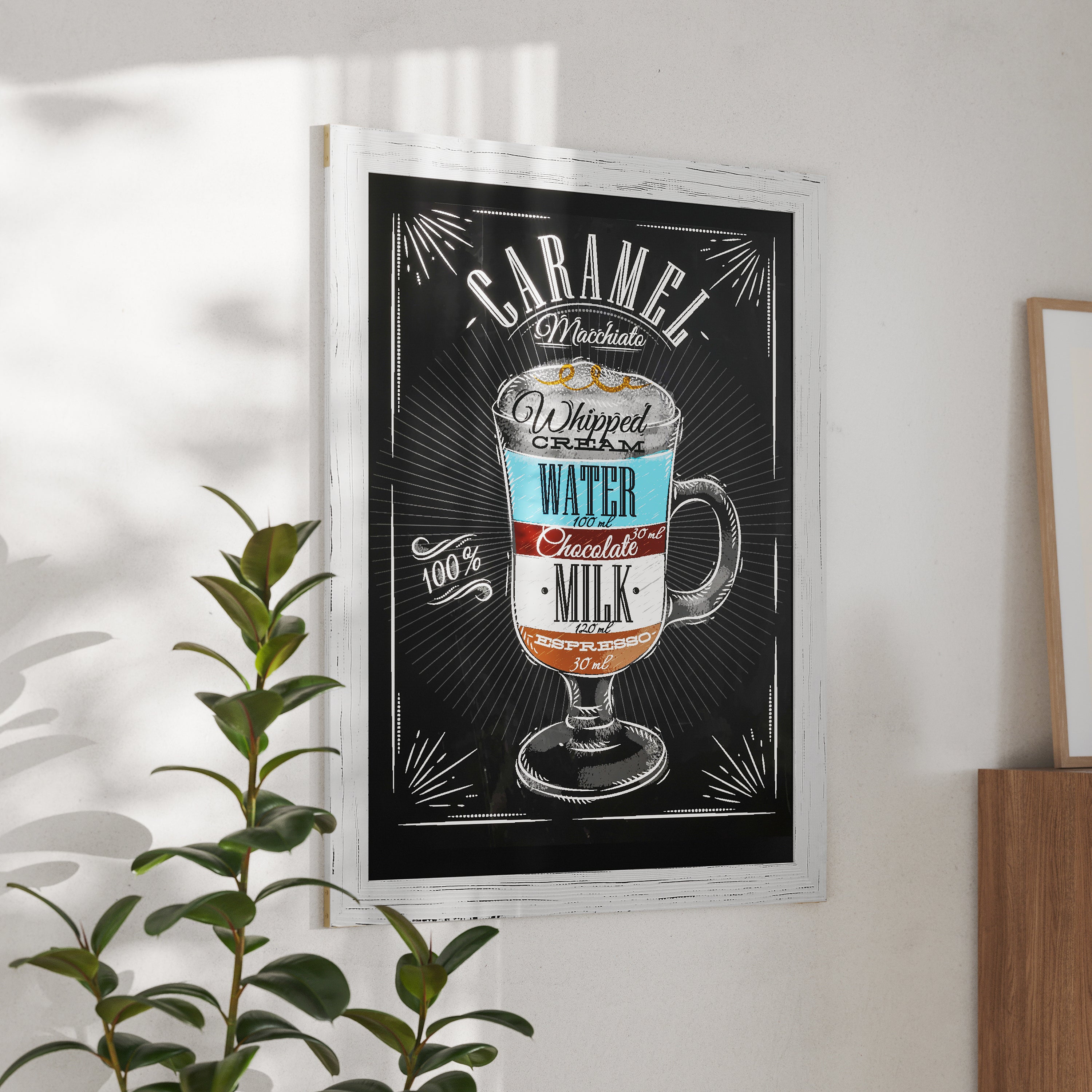 Canterbury 32" x 46" Whitewash Wood Wall Mount Magnetic Chalkboard Sign, Hanging Wall Chalkboard Memo Board for Home, School, or Business