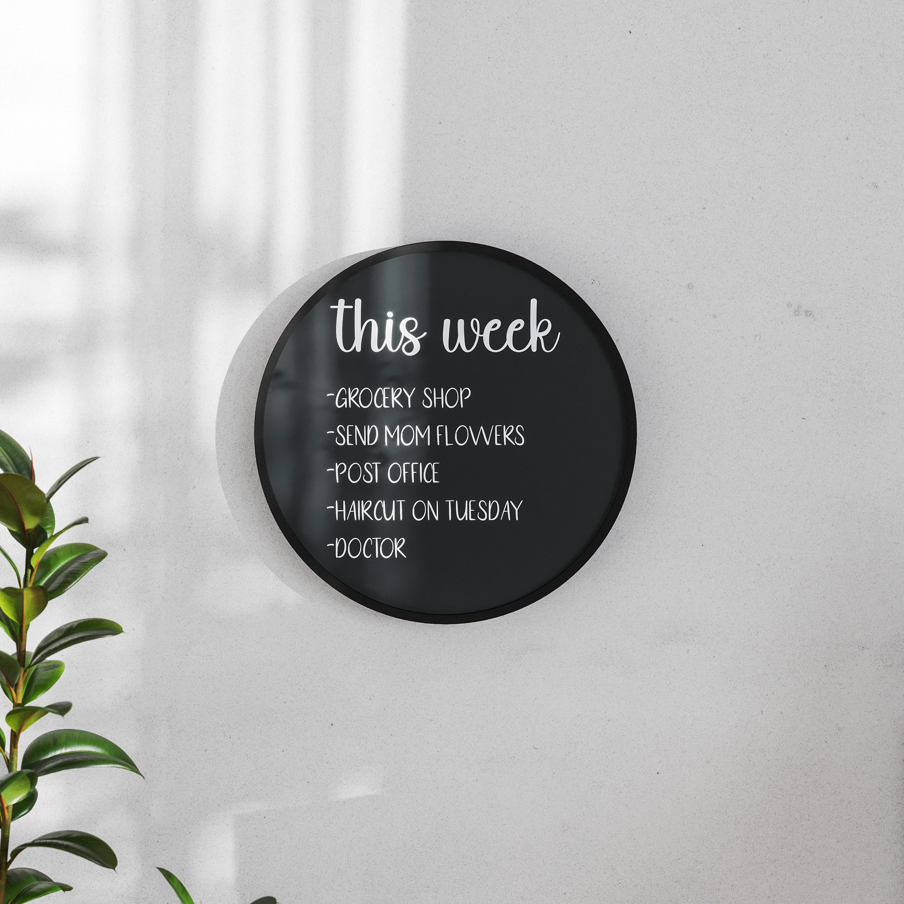 Canterbury 18" Round Wall Mounted Magnetic Chalkboard for Home or Business with Eraser and Chalk in Black Pine Wood Frame