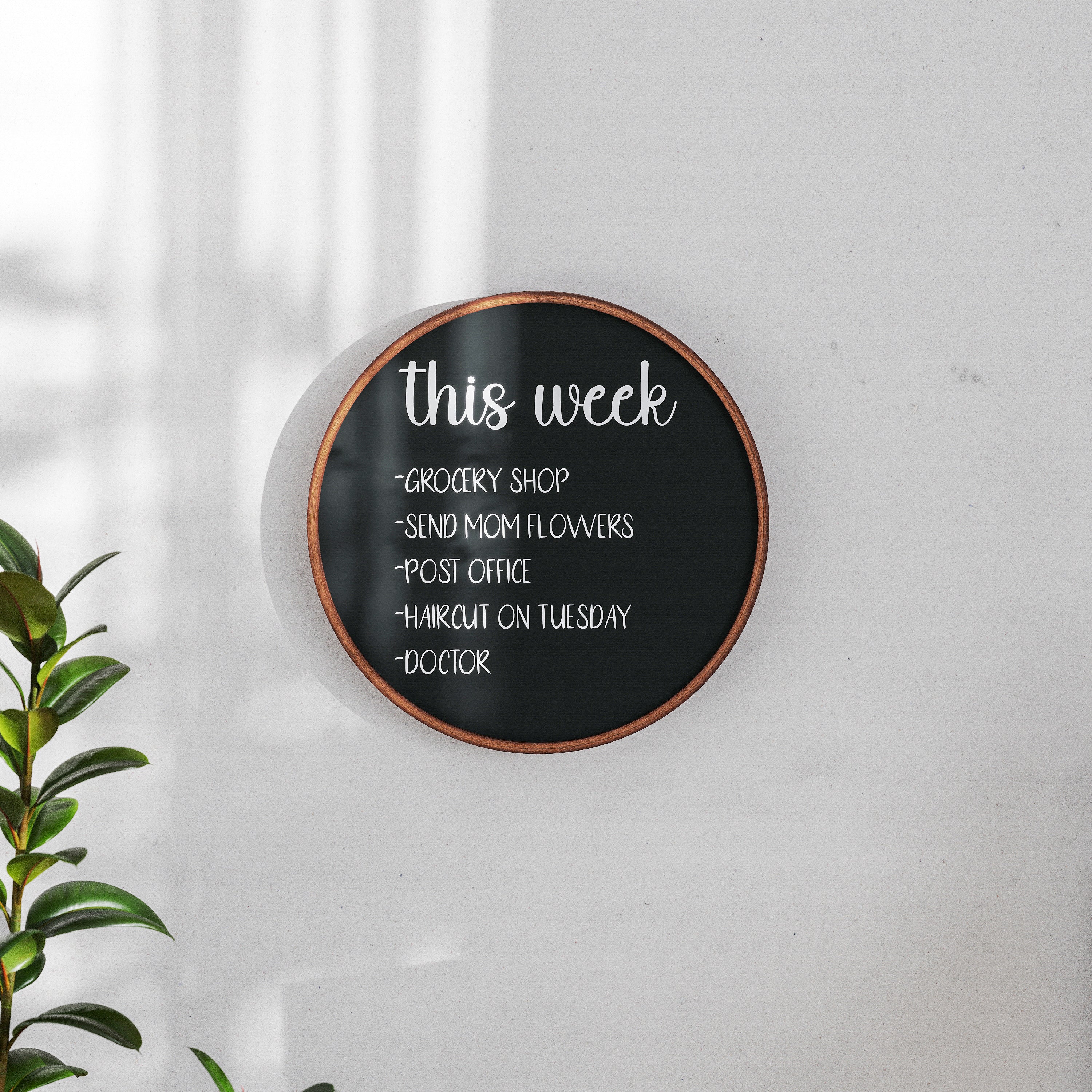 Canterbury 18" Round Wall Mounted Magnetic Chalkboard for Home or Business with Eraser and Chalk in Rustic Pine Wood Frame