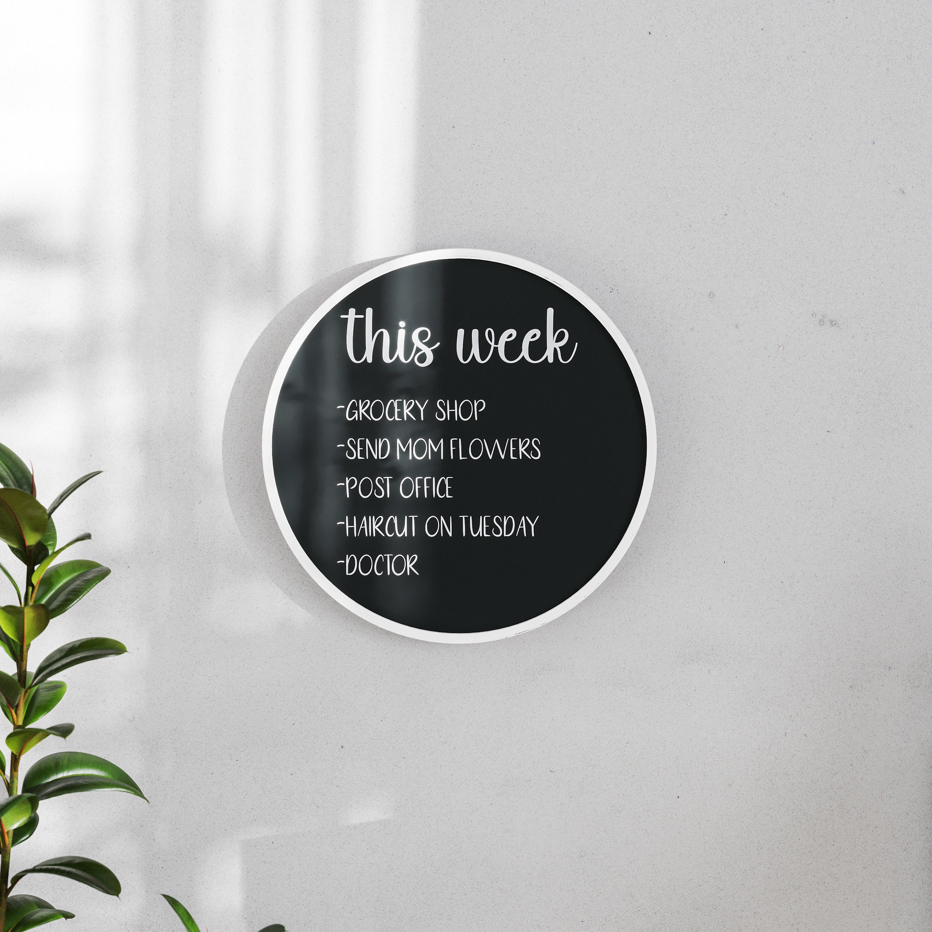 Canterbury 18" Round Wall Mounted Magnetic Chalkboard for Home or Business with Eraser and Chalk in Whitewash Pine Wood Frame