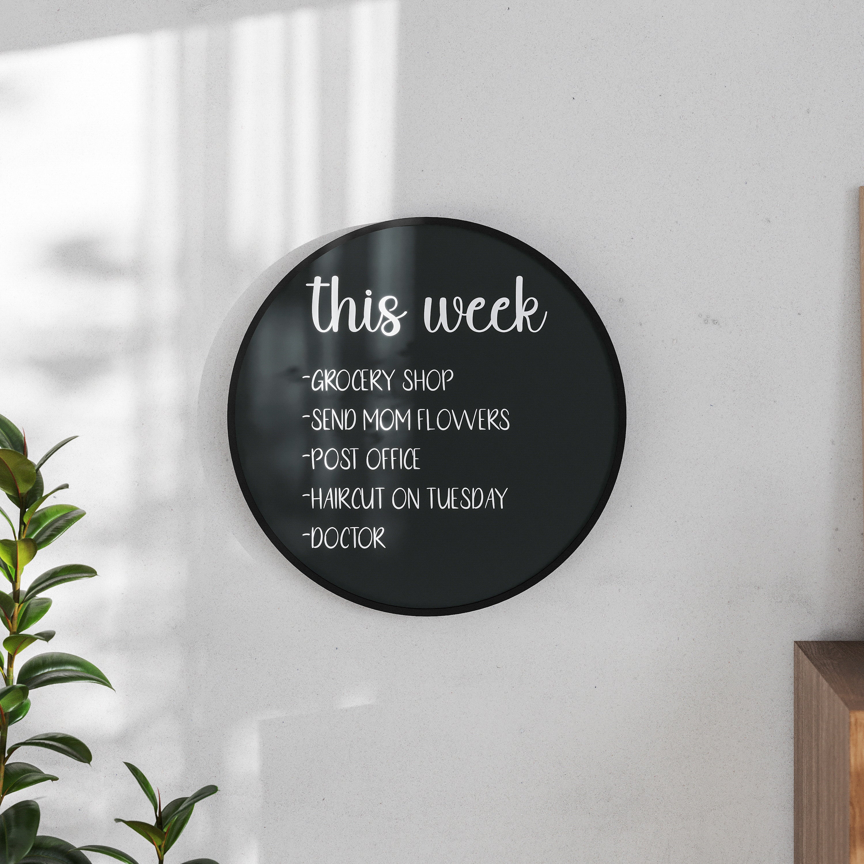 Canterbury 24" Round Wall Mounted Magnetic Chalkboard for Home or Business with Eraser and Chalk in Black Pine Wood Frame