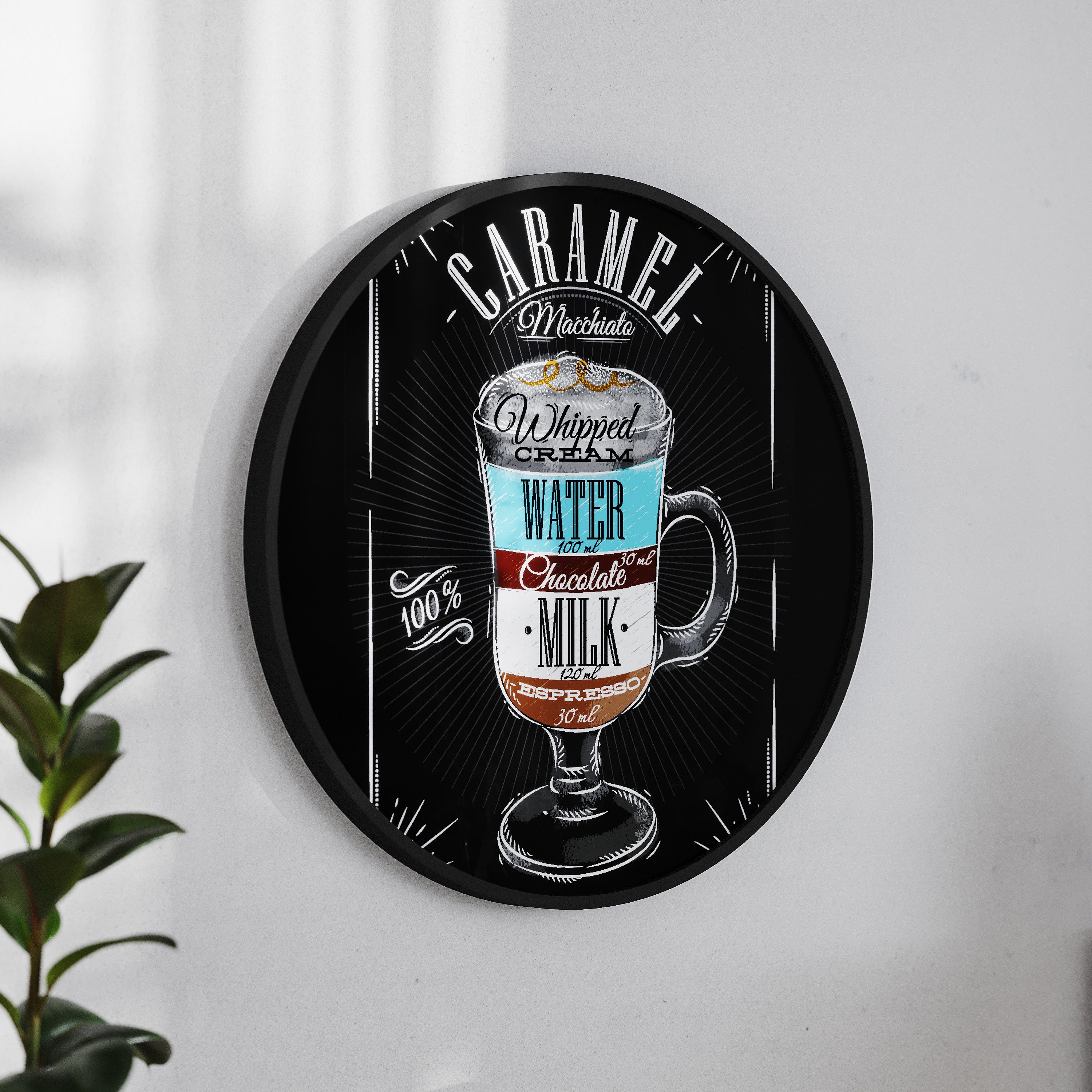 Canterbury 24" Round Wall Mounted Magnetic Chalkboard for Home or Business with Eraser and Chalk in Black Pine Wood Frame