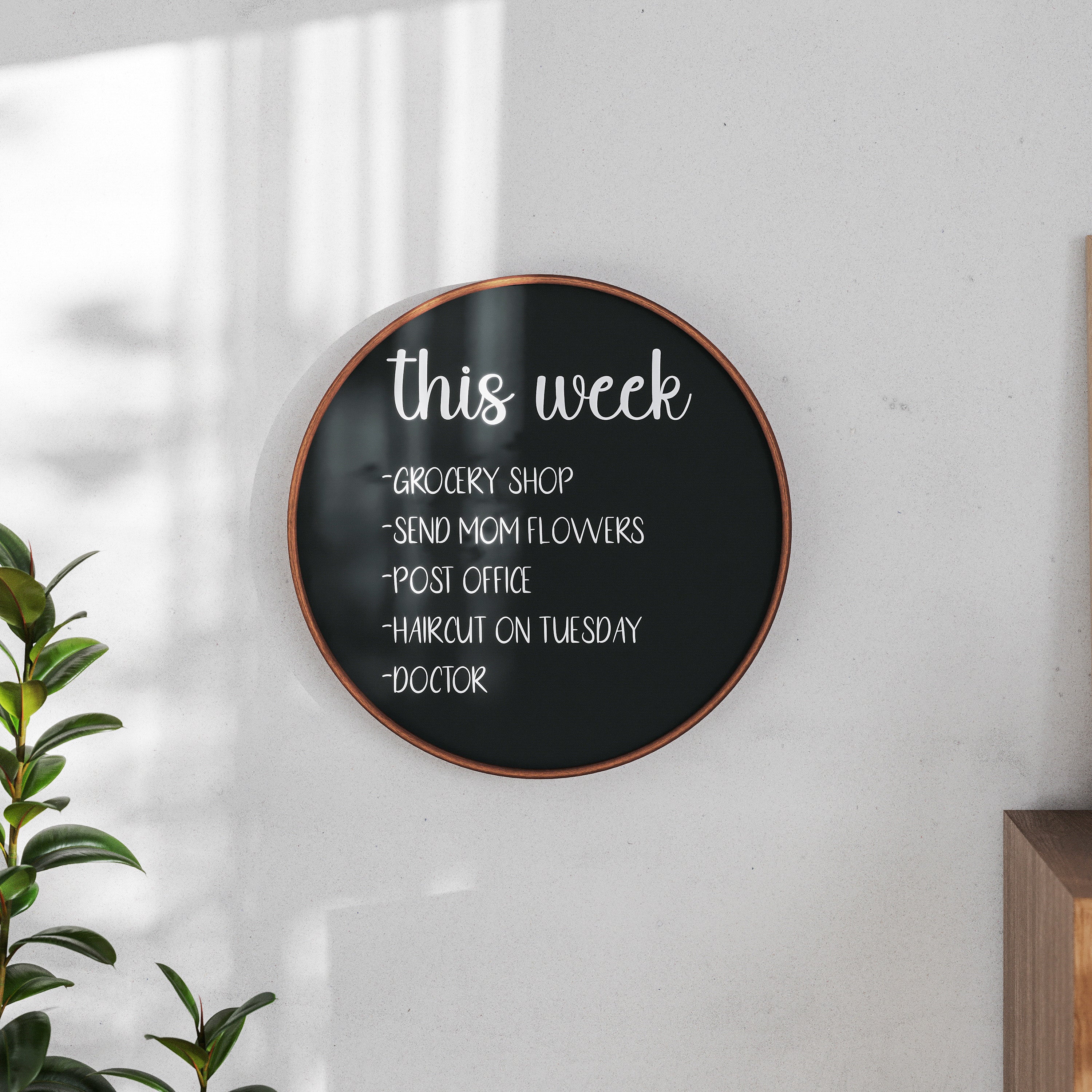 Canterbury 24" Round Wall Mounted Magnetic Chalkboard for Home or Business with Eraser and Chalk in Rustic Pine Wood Frame