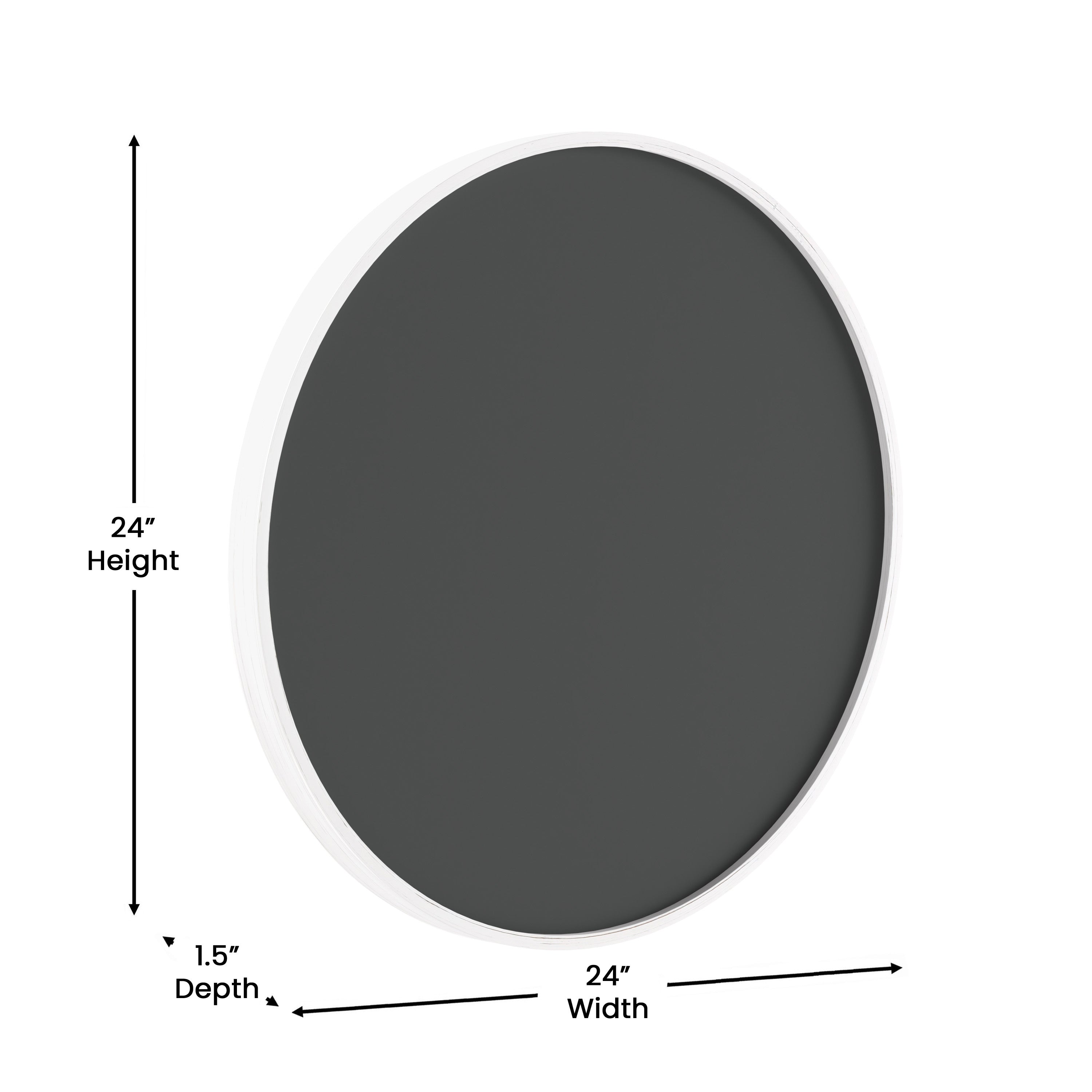 Canterbury 24" Round Wall Mounted Magnetic Chalkboard for Home or Business with Eraser and Chalk in Whitewash Pine Wood Frame
