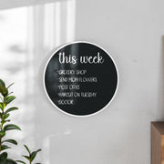Canterbury 24" Round Wall Mounted Magnetic Chalkboard for Home or Business with Eraser and Chalk in Whitewash Pine Wood Frame
