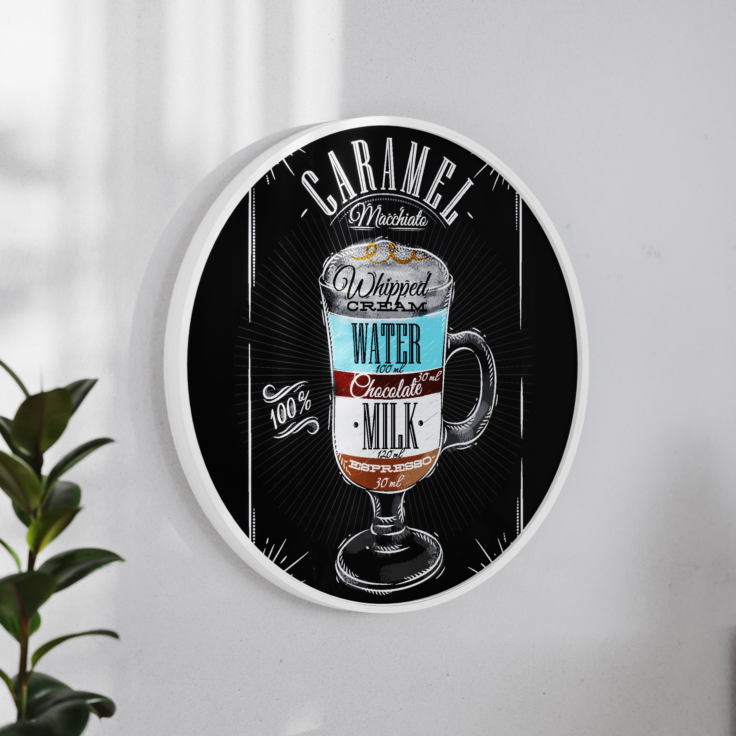 Canterbury 24" Round Wall Mounted Magnetic Chalkboard for Home or Business with Eraser and Chalk in Whitewash Pine Wood Frame