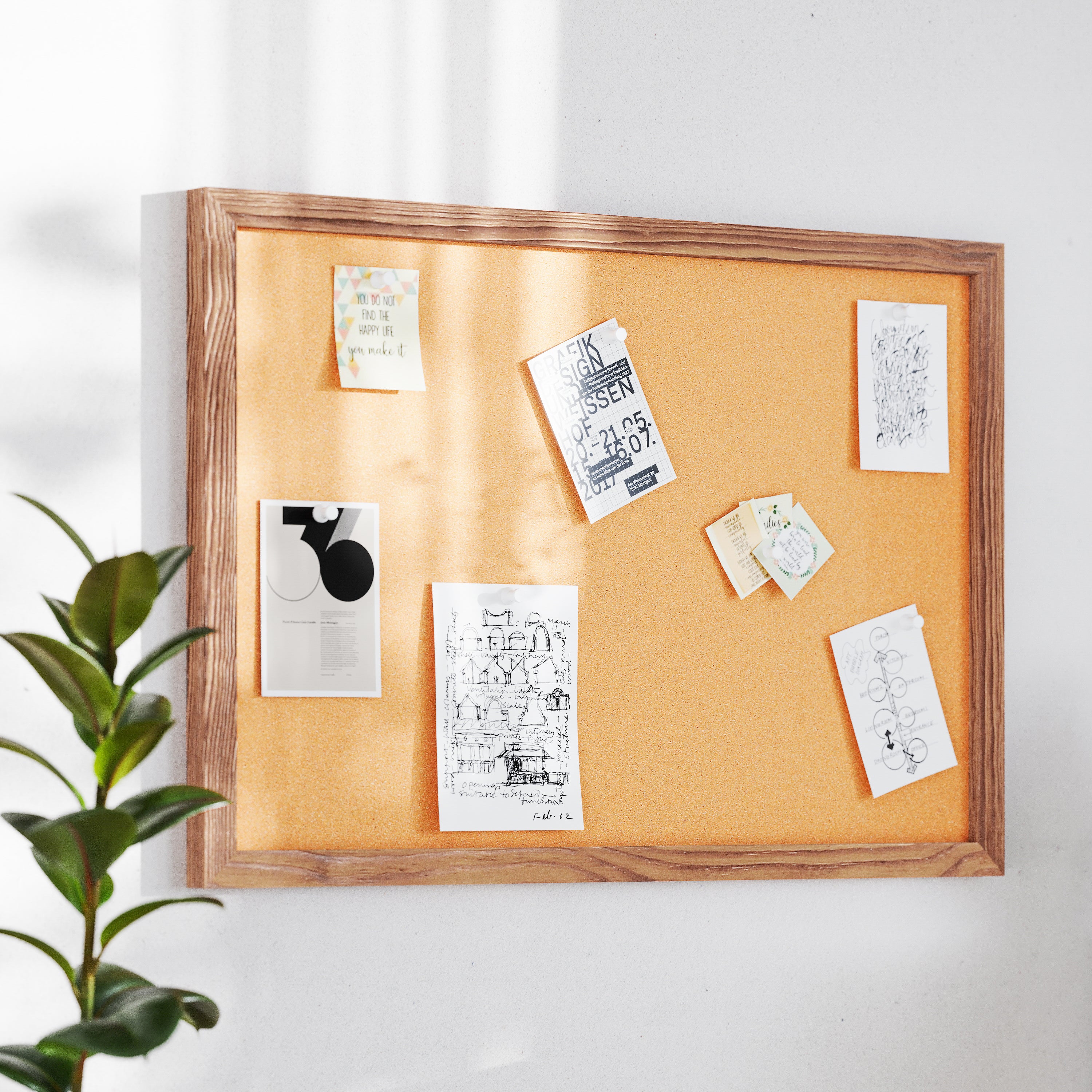 Camden Rustic 20" x 30" Wall Mount Cork Board with Wooden Push Pins for Home, School, or Business in Torched Brown