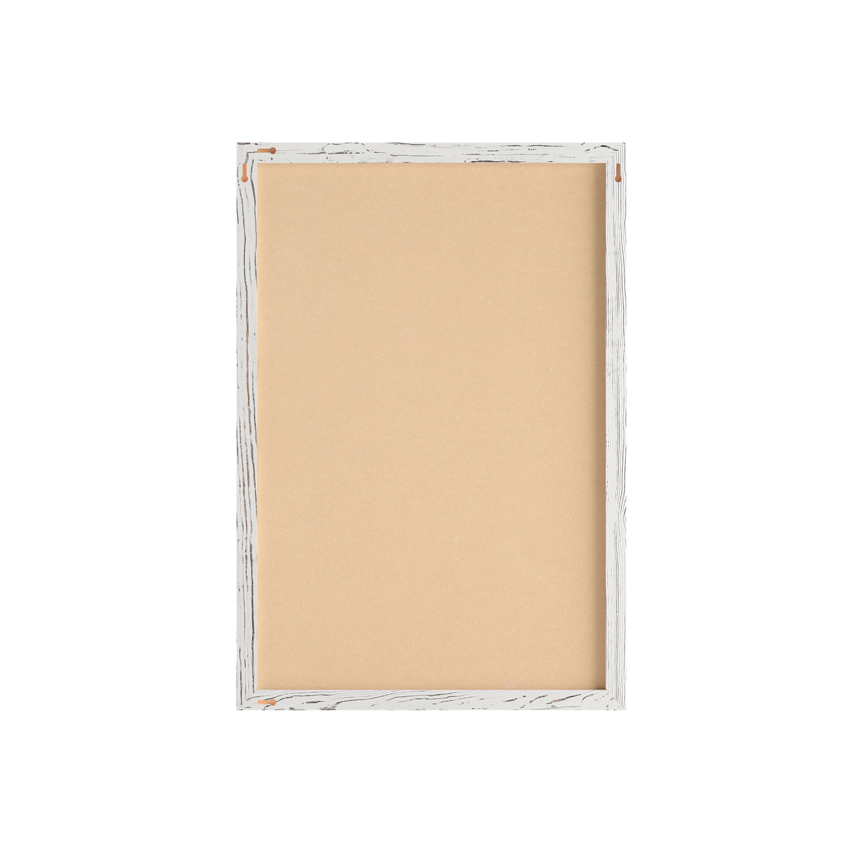 Camden Rustic 20" x 30" Wall Mount Cork Board with Wooden Push Pins for Home, School, or Business in Whitewashed