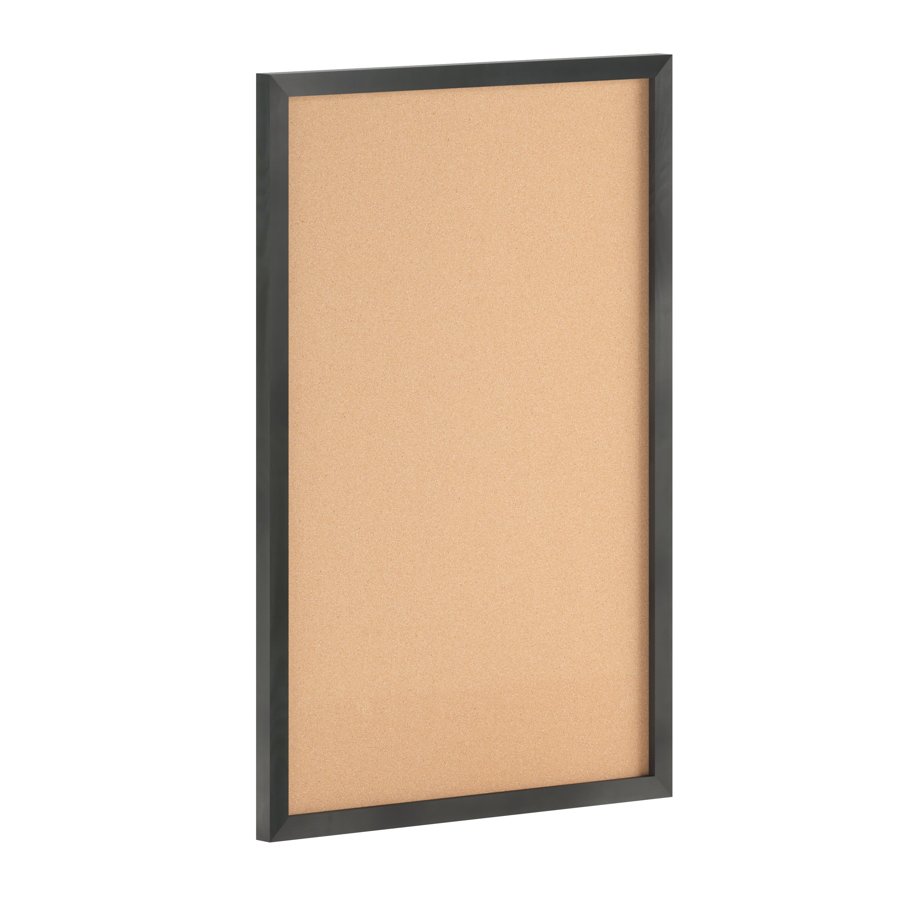 Camden Rustic 24" x 36" Wall Mount Cork Board with Wooden Push Pins for Home, School, or Business in Black