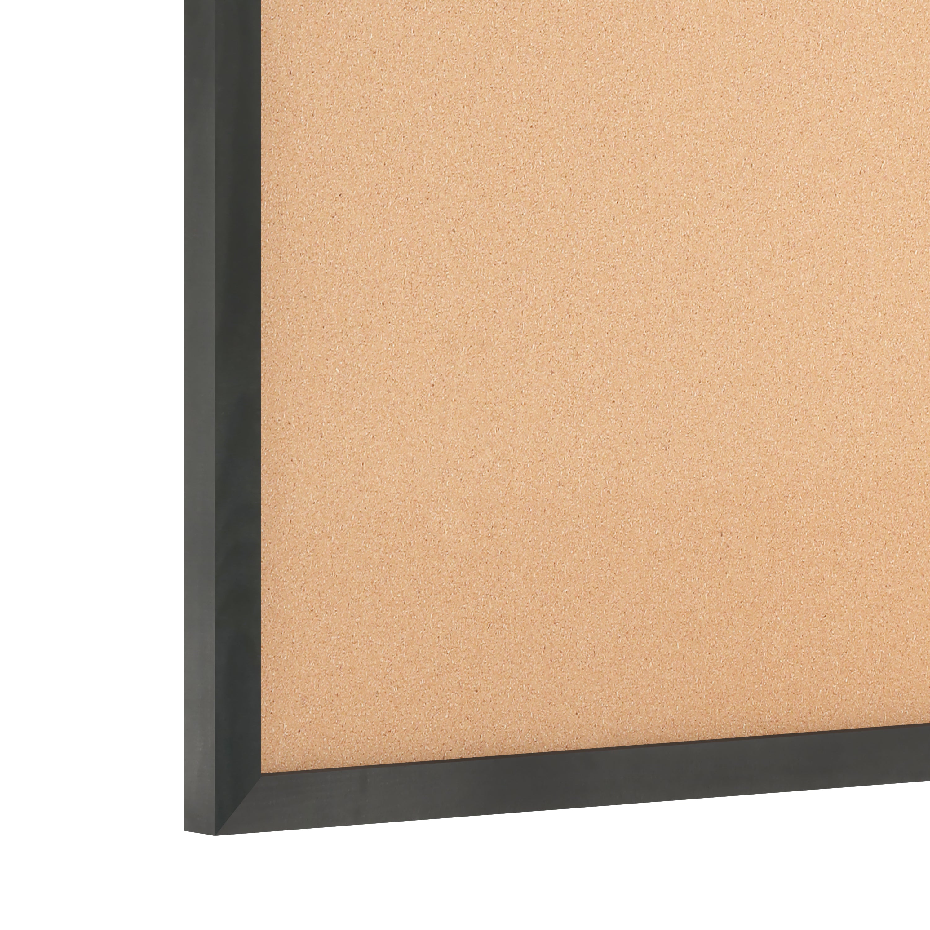Camden Rustic 24" x 36" Wall Mount Cork Board with Wooden Push Pins for Home, School, or Business in Black