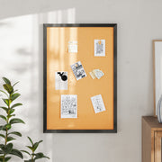 Camden Rustic 24" x 36" Wall Mount Cork Board with Wooden Push Pins for Home, School, or Business in Black