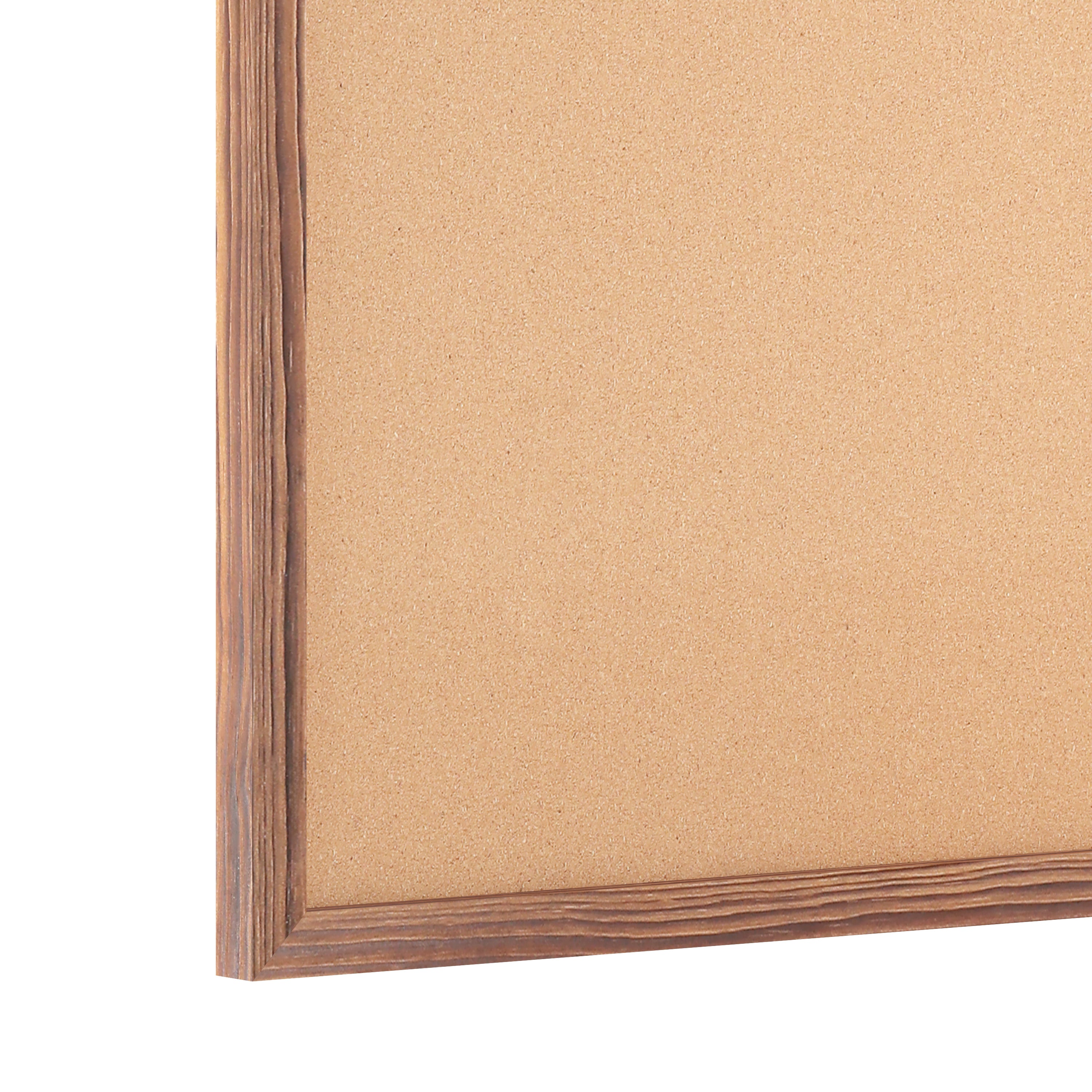 Camden Rustic 24" x 36" Wall Mount Cork Board with Wooden Push Pins for Home, School, or Business in Torched Brown