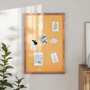Camden Rustic 24" x 36" Wall Mount Cork Board with Wooden Push Pins for Home, School, or Business in Torched Brown