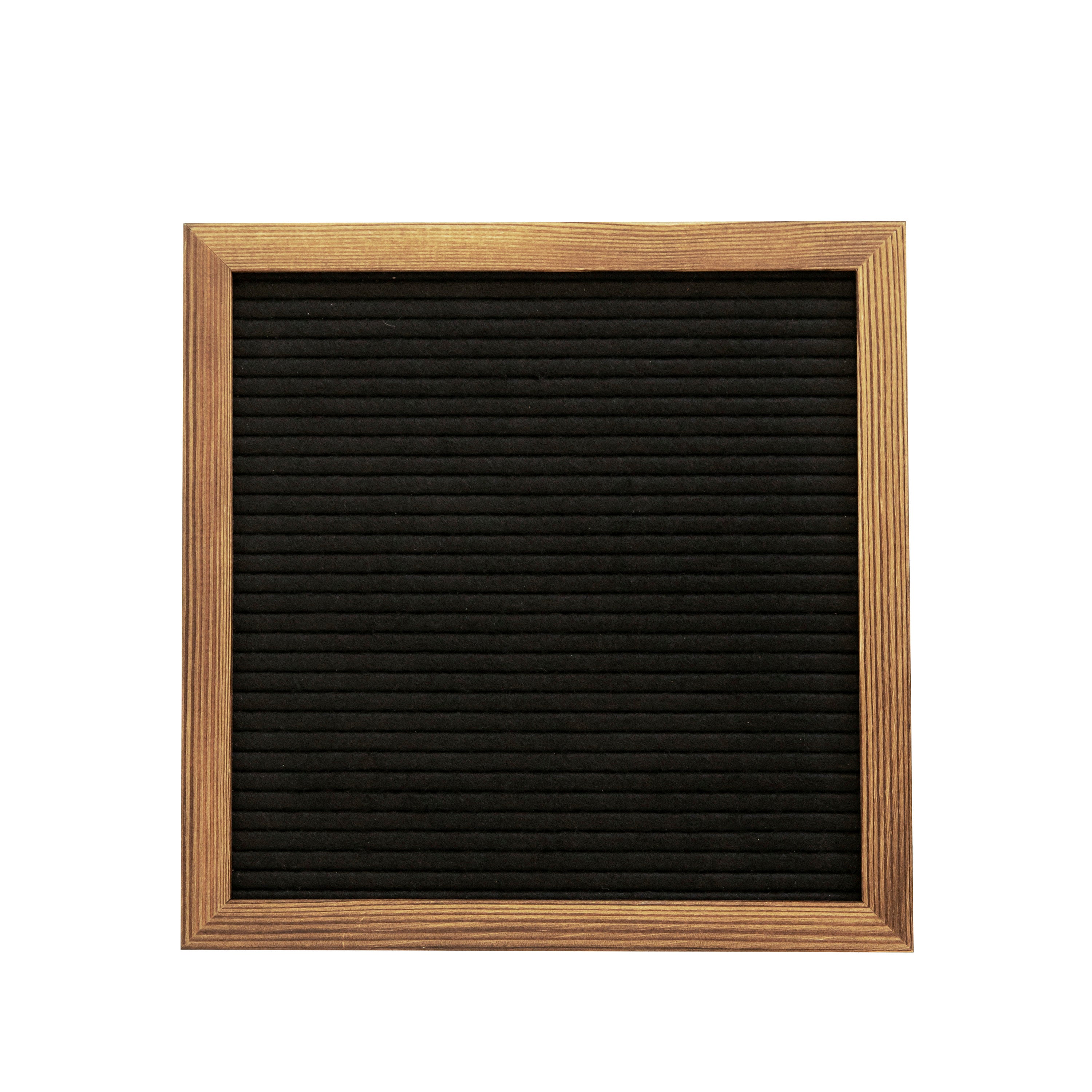 Gracie 10x10 Felt Letter Board with Wooden Frame, 389 PP Letters Including Numbers, Symbols and Icons, Canvas Carrying Case, Torched Wood/Black Felt